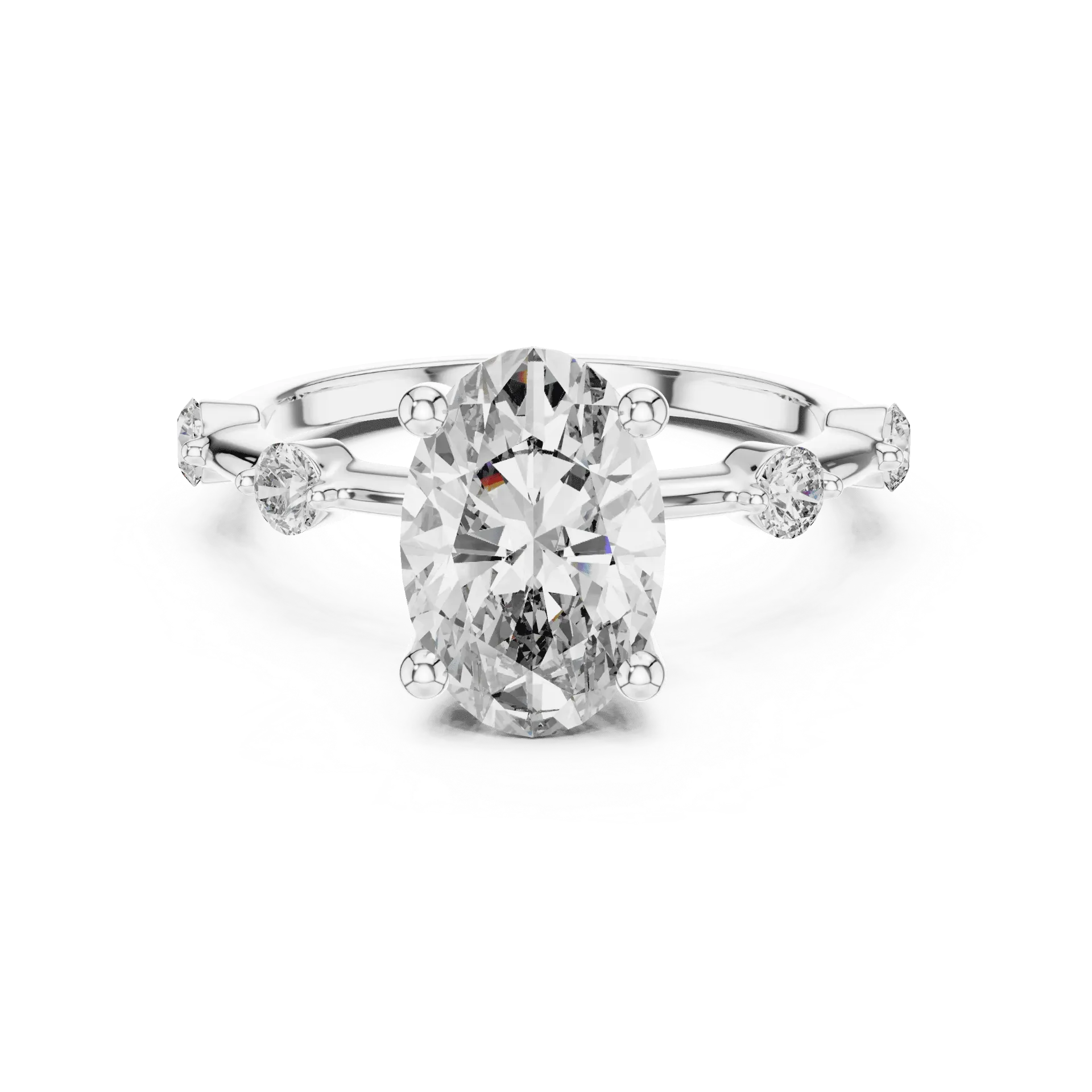 2ct Oval Scalloped Station Ring