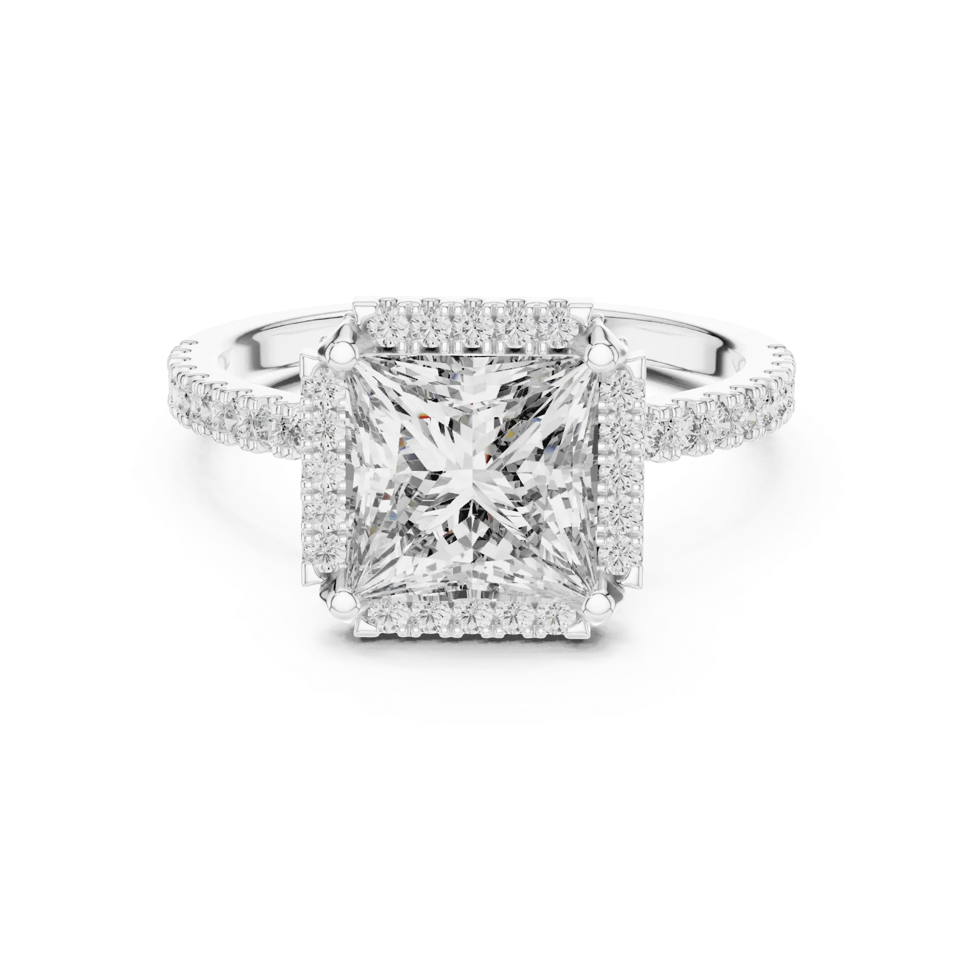 2.95ct Brilliant Princess Halo Ring
