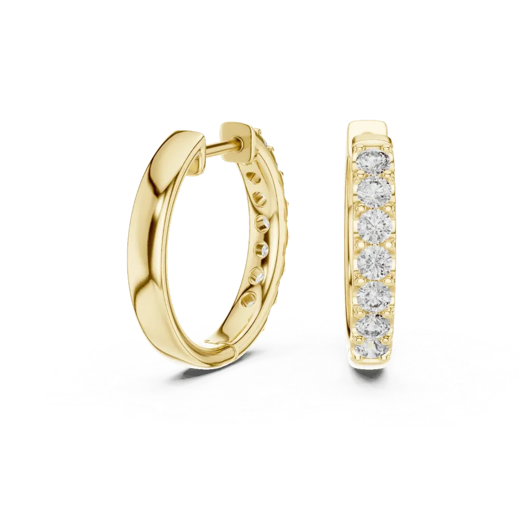 Classic Brilliant Diamond Hoops Earring (Yellow)