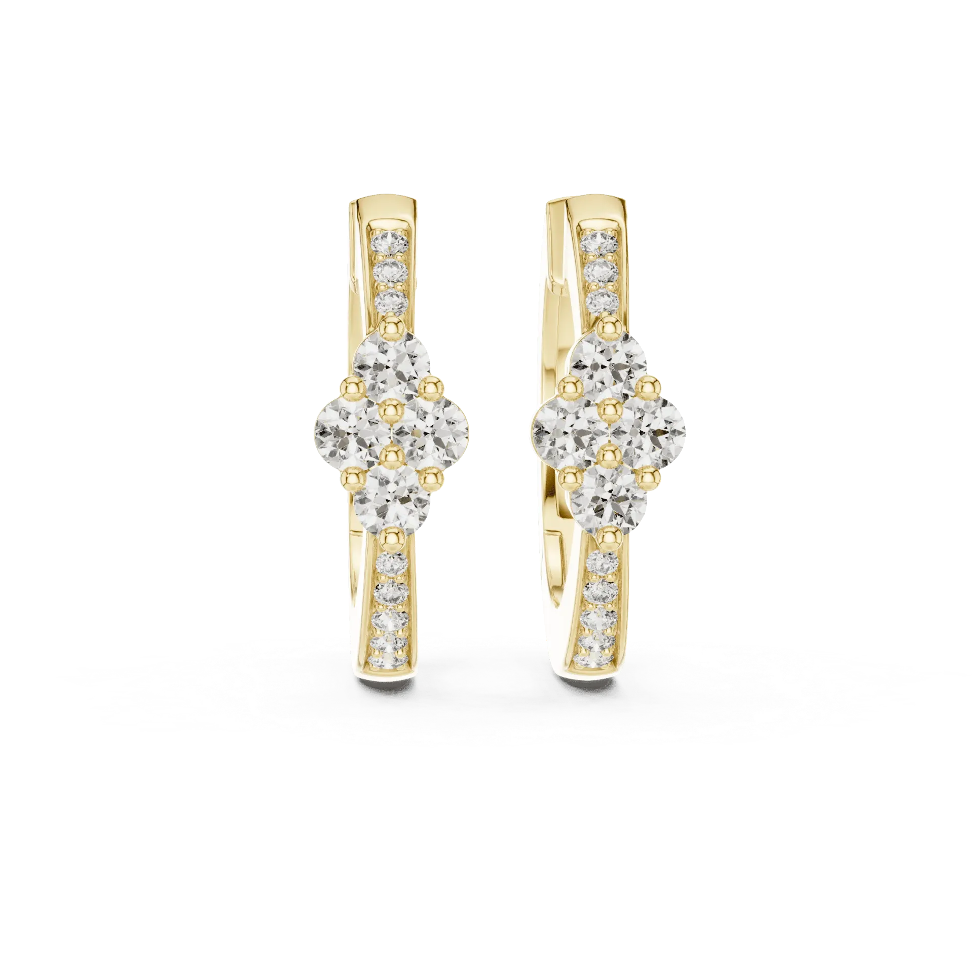 Diamond Clover Hoop Earrings