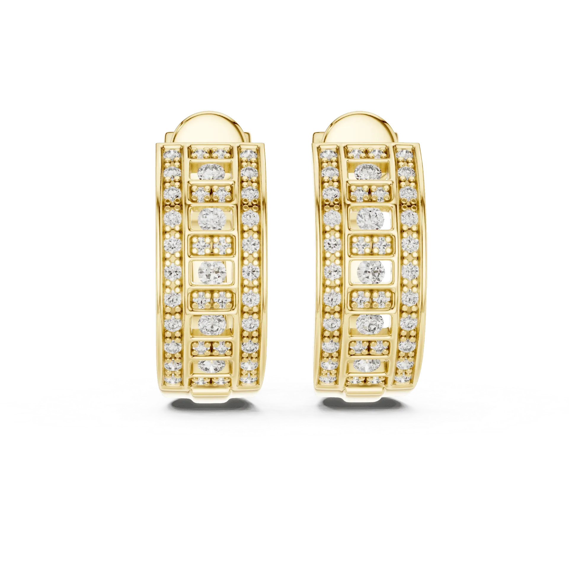 The Art Deco Diamond Ladder Half-Hoops (Yellow)