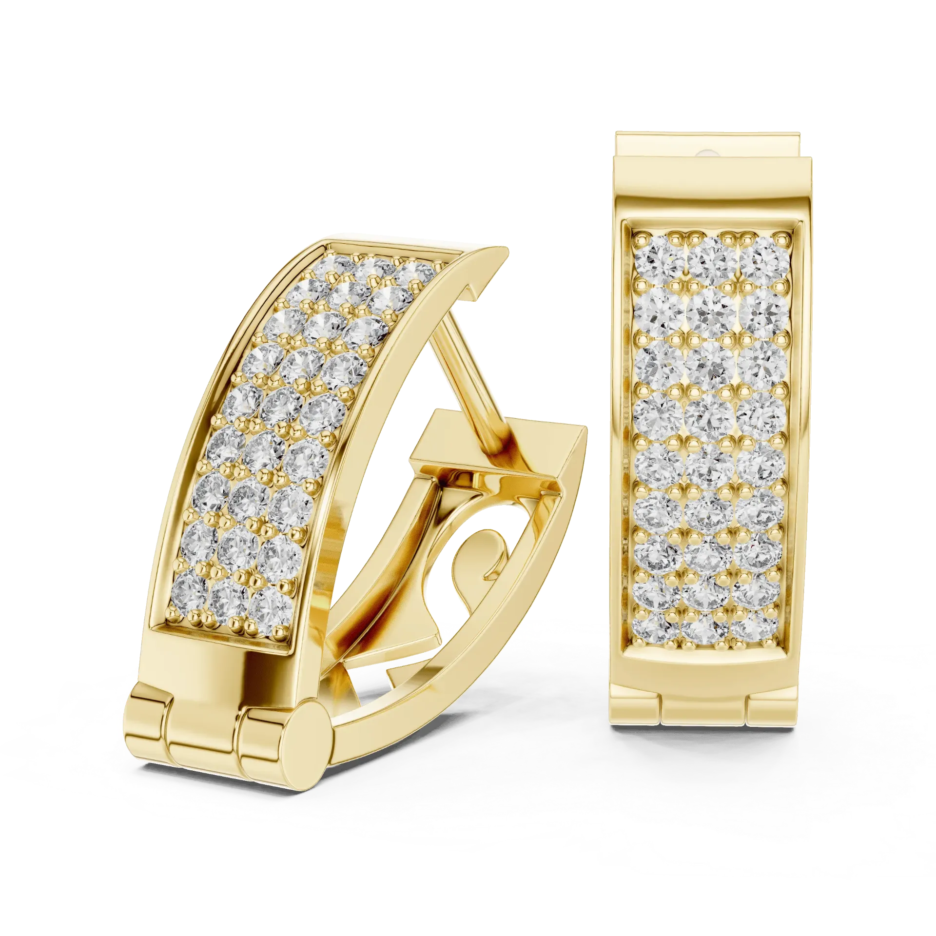 Multi-Row Pavé Huggie Hoops (Yellow)