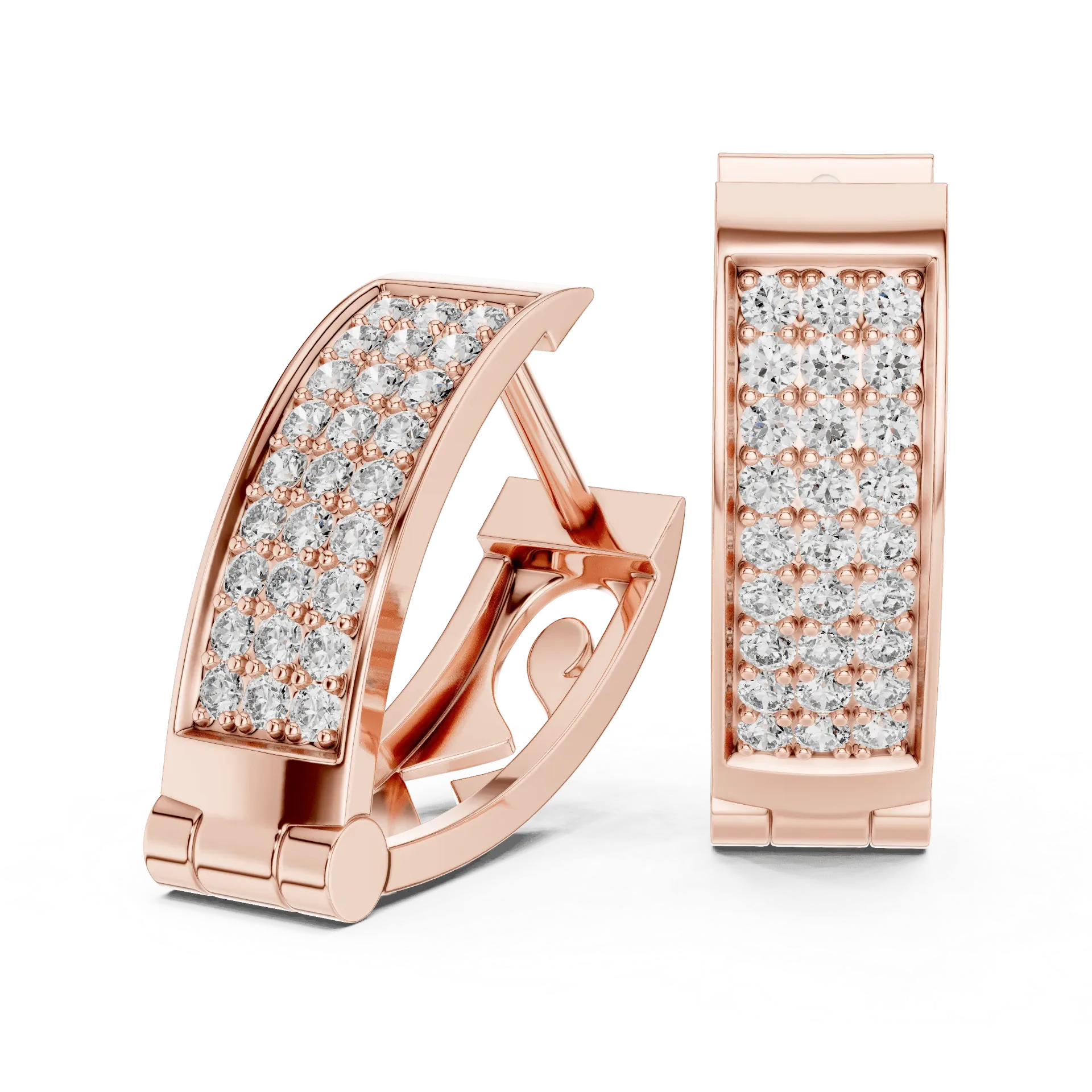 Multi-Row Pavé Huggie Hoops