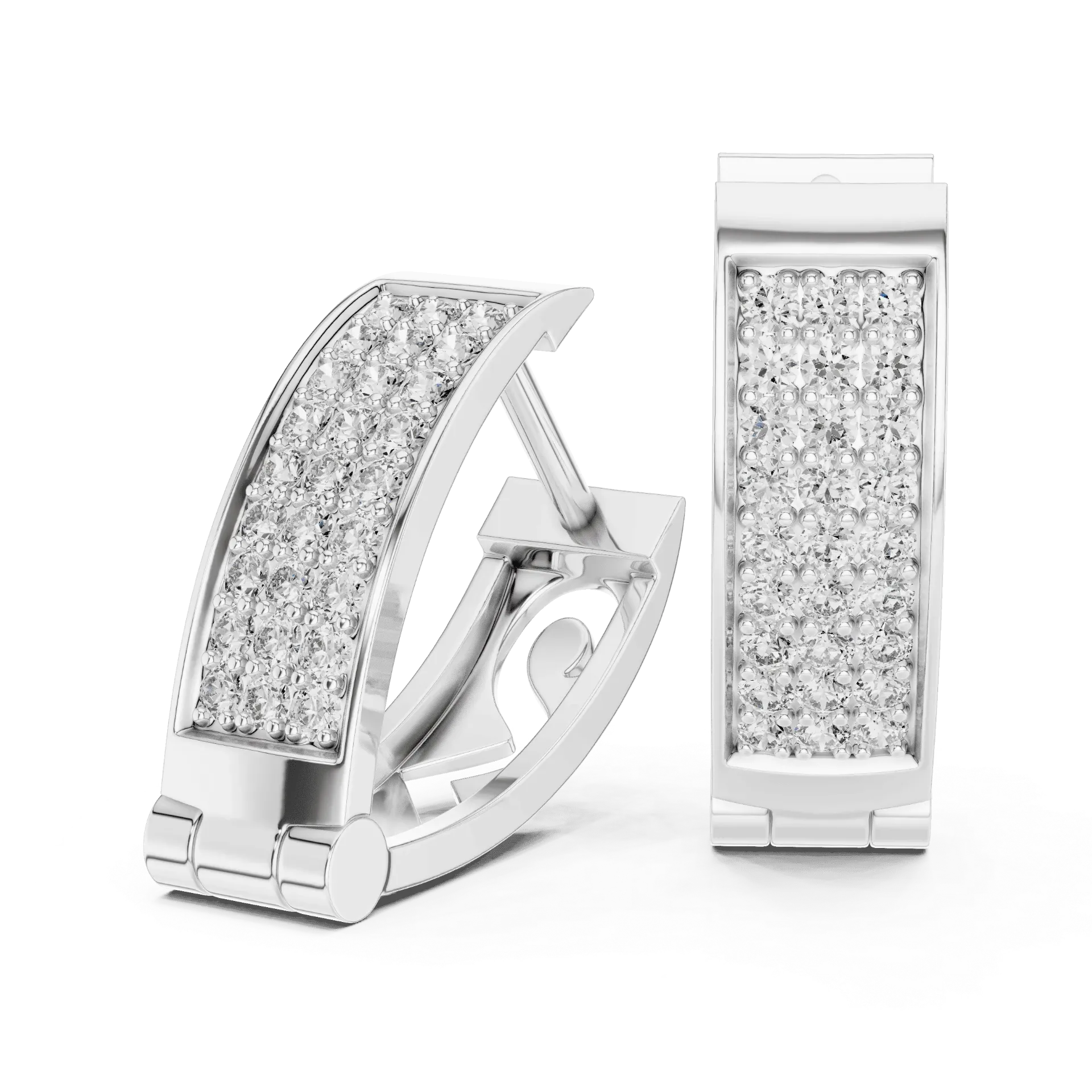 Multi-Row Pavé Huggie Hoops