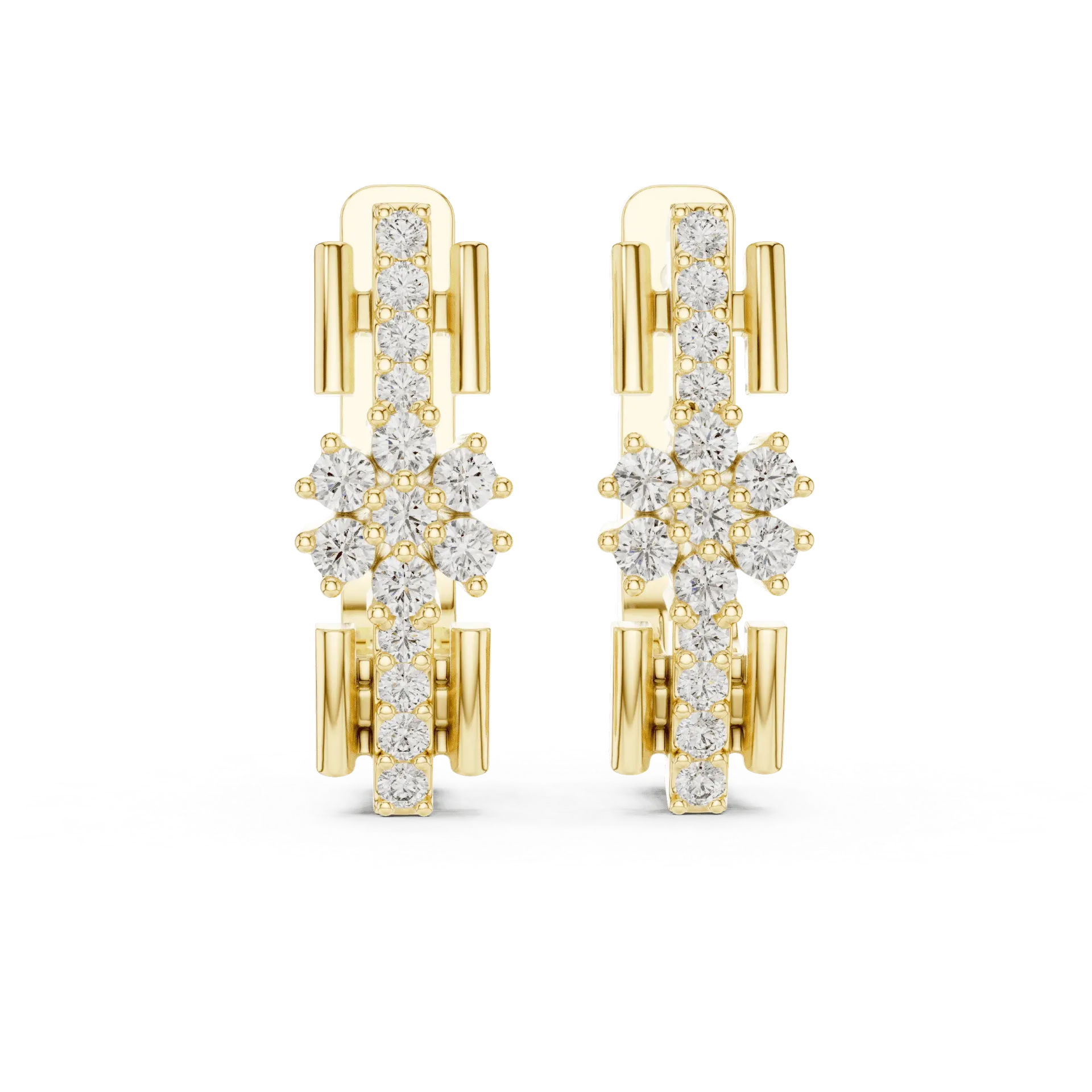 Structured Floral Cluster Huggies BYE2070 (​Yellow Vermeil)