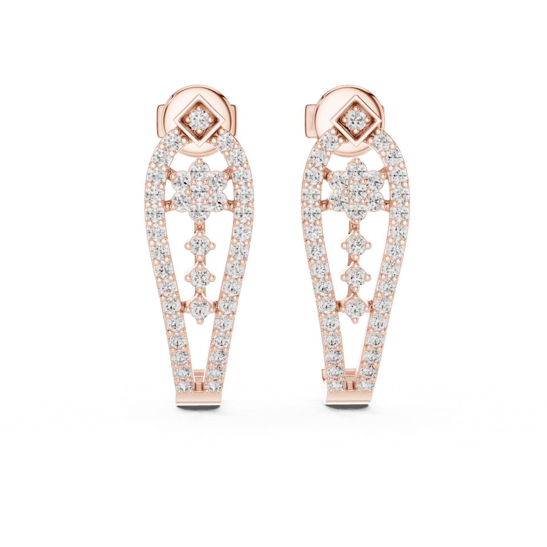 Floral Tapestry Half-Hoops Earrings