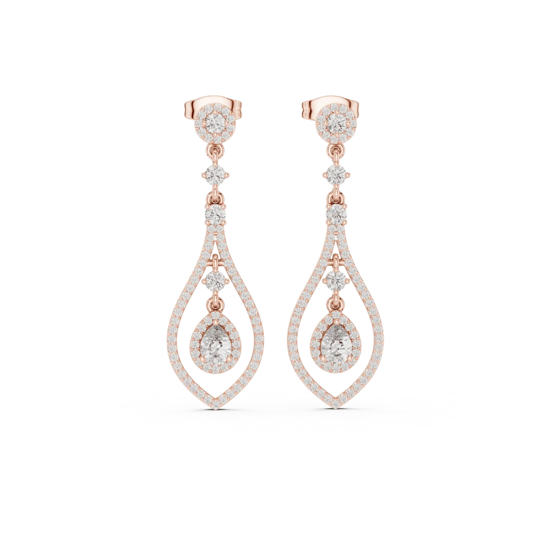 Dancing Teardrop Halo Drop Earrings
