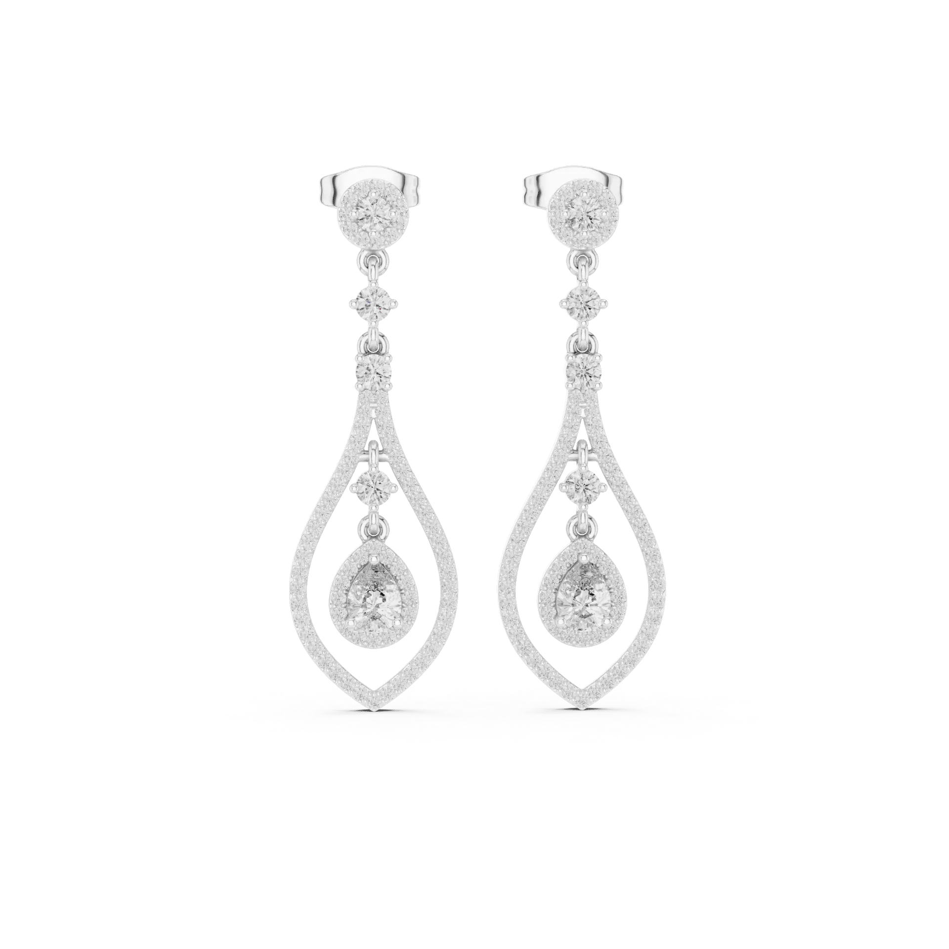 Dancing Teardrop Halo Drop Earrings