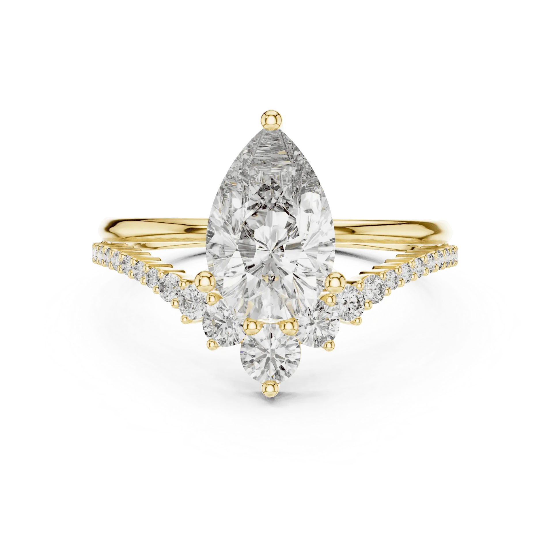 2ct Pear & Chevron Tiara Stack Ring