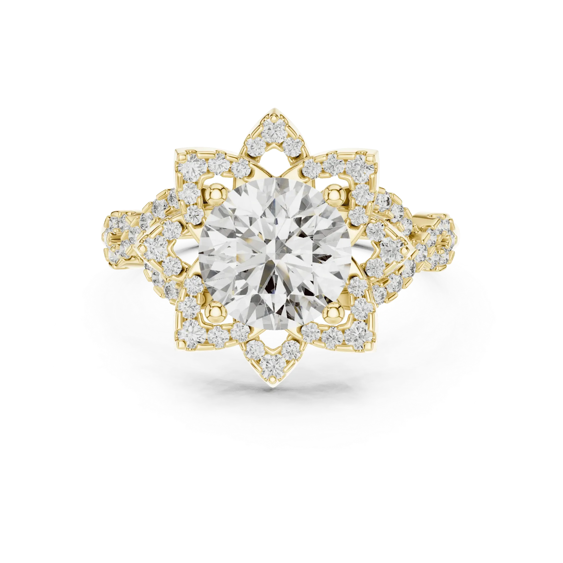 1.80ct Intricate Starburst Lotus Ring