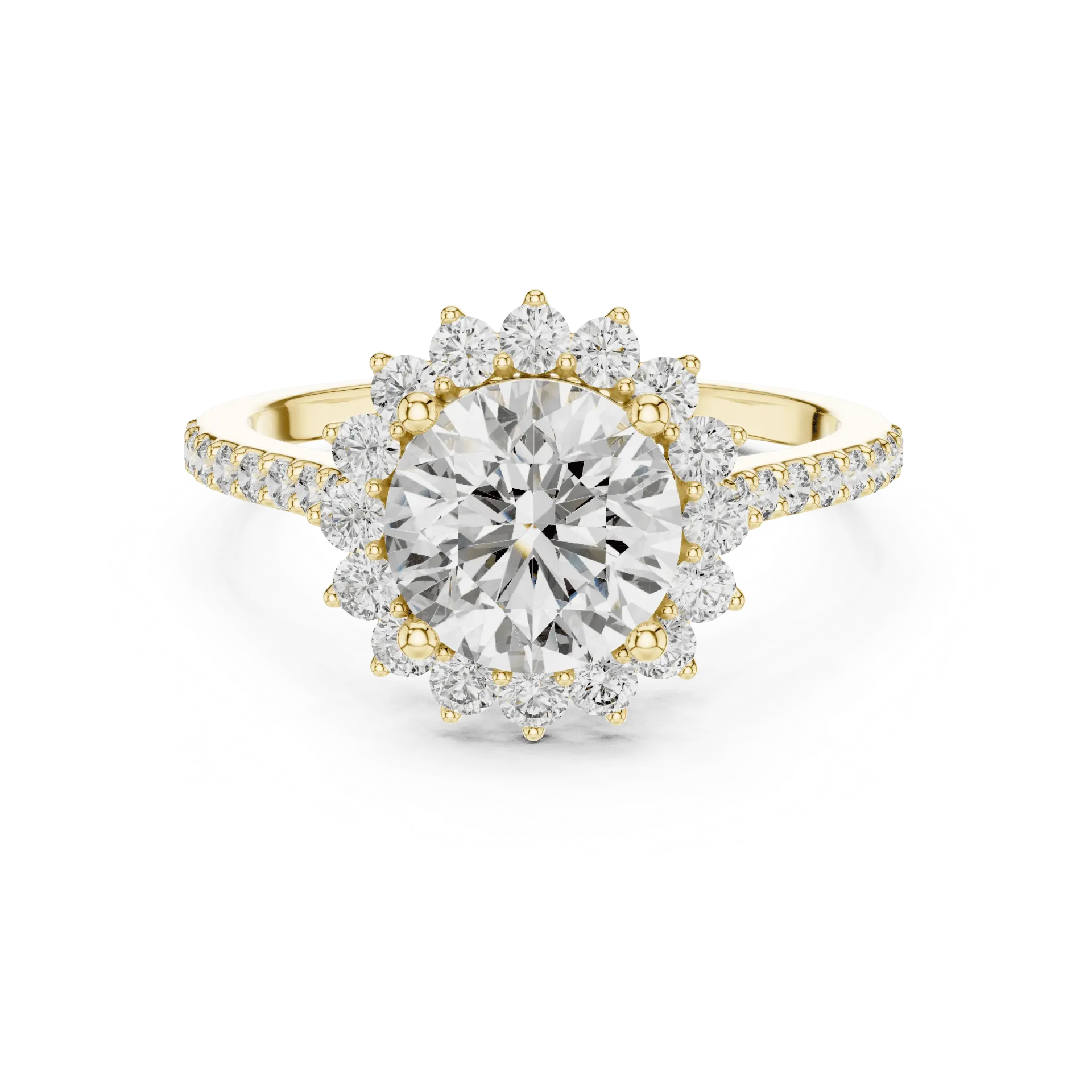 2ct Floral Sunburst Halo Ring (Yellow)
