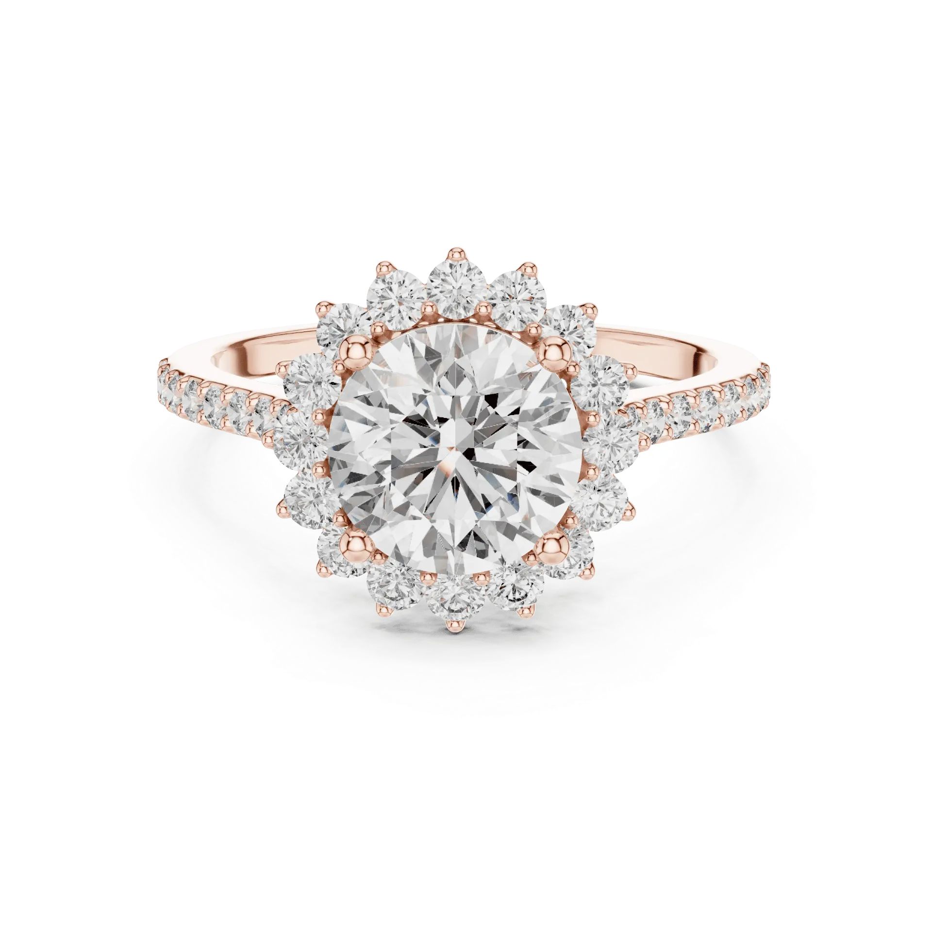 2ct Floral Sunburst Halo Ring