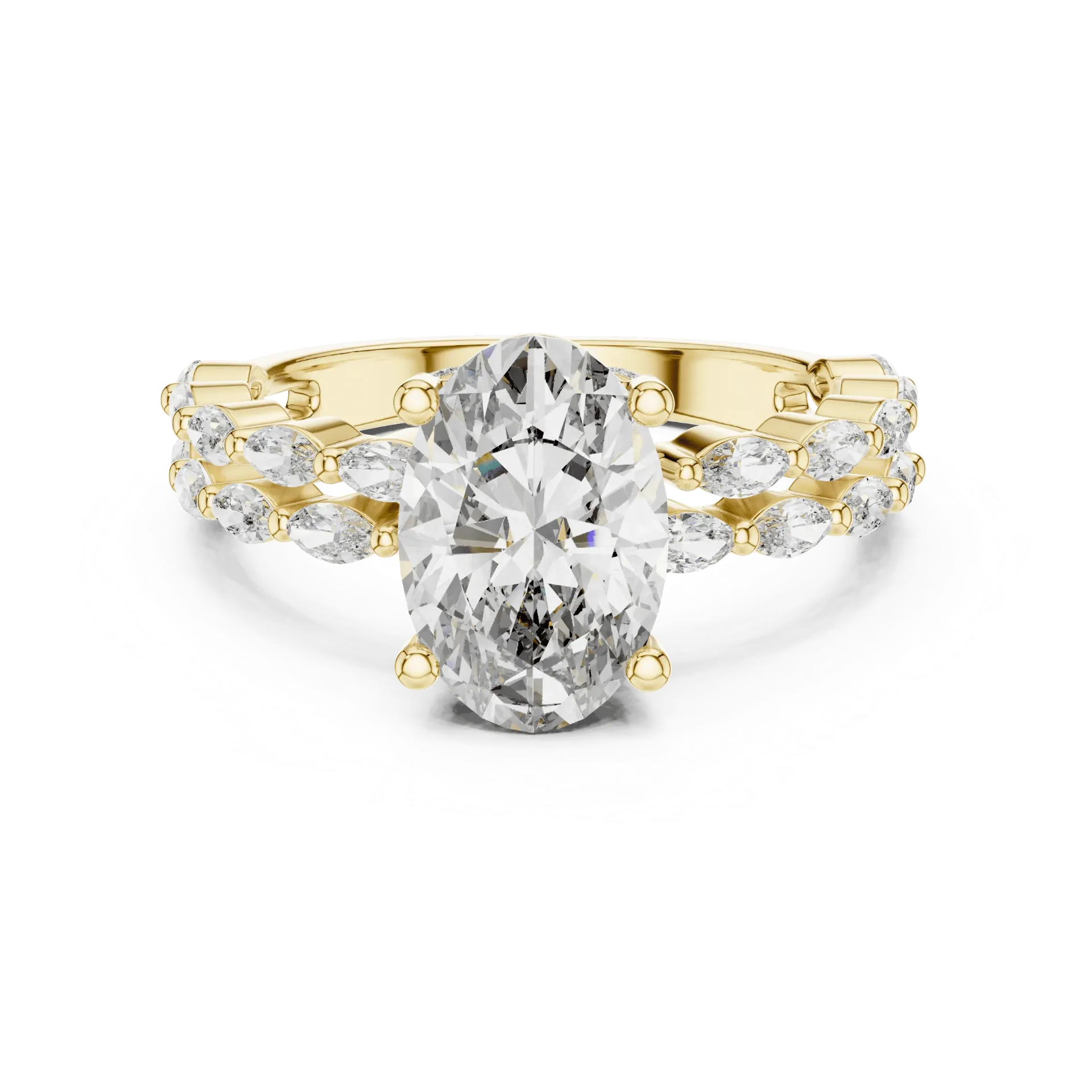 2.75ct Botanical Double-Row Oval Ring (Yellow)
