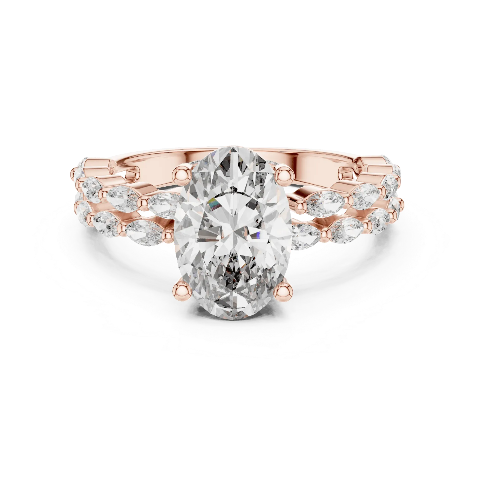 2.75ct Botanical Double-Row Oval Ring