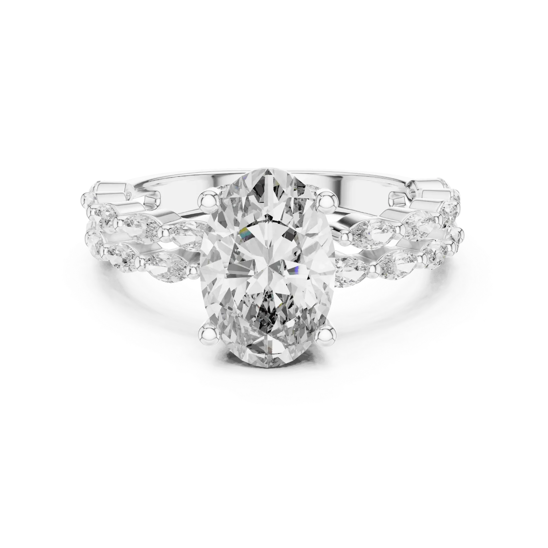2.75ct Botanical Double-Row Oval Ring