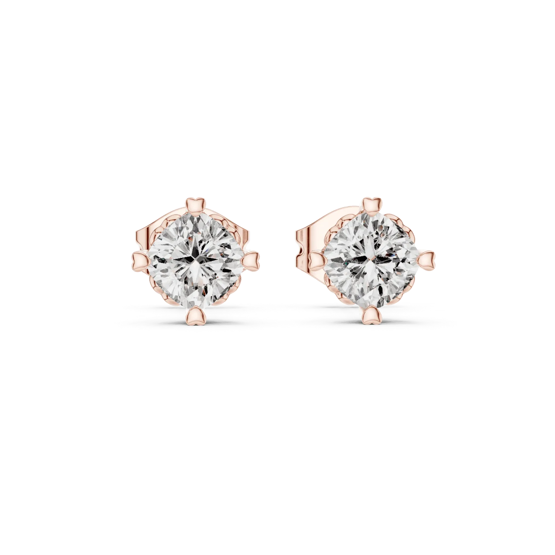 Scalloped Compass Cushion Studs Earrings