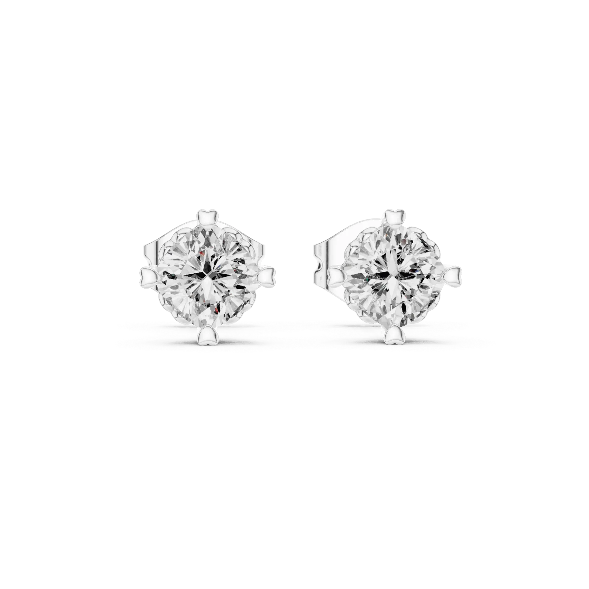 Scalloped Compass Cushion Studs Earrings