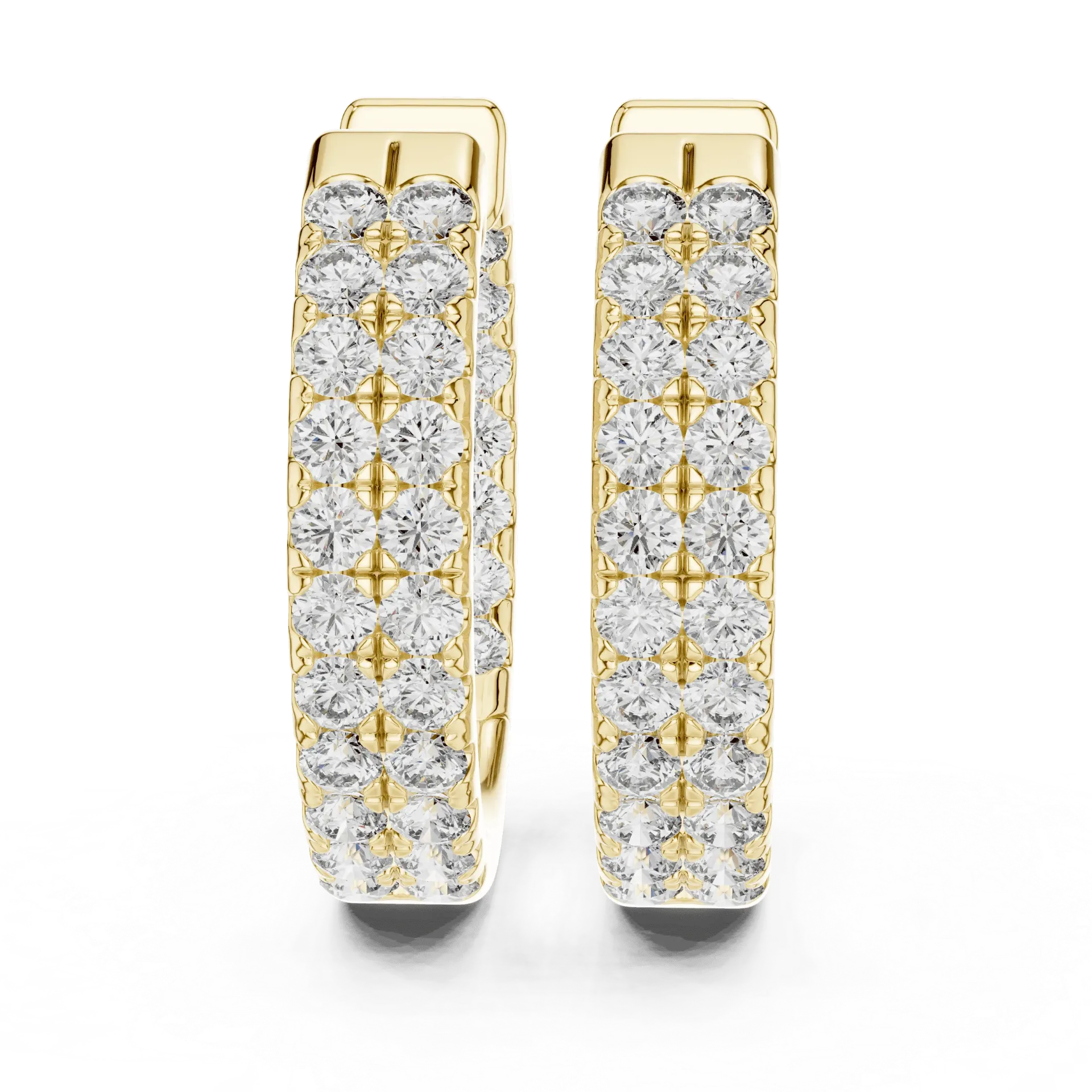 Double-Row Pavé Diamond Huggies (Yellow)