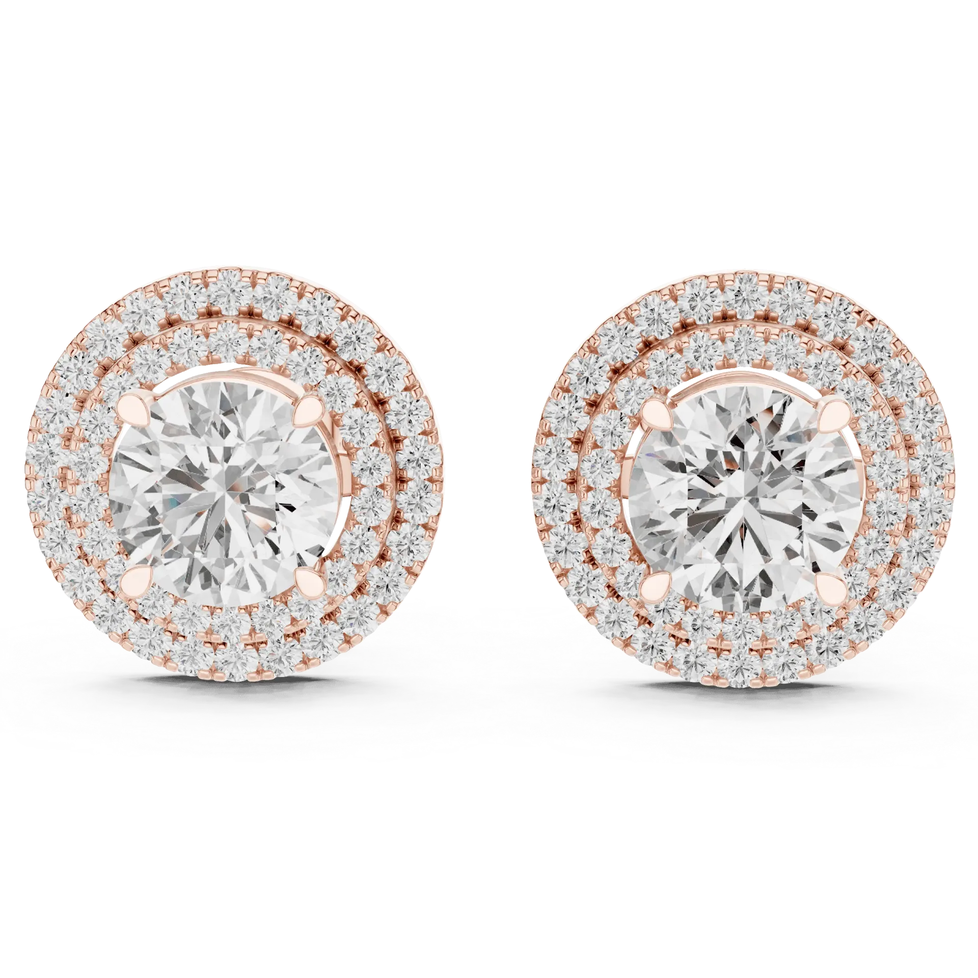 Double-Halo Diamond Earrings