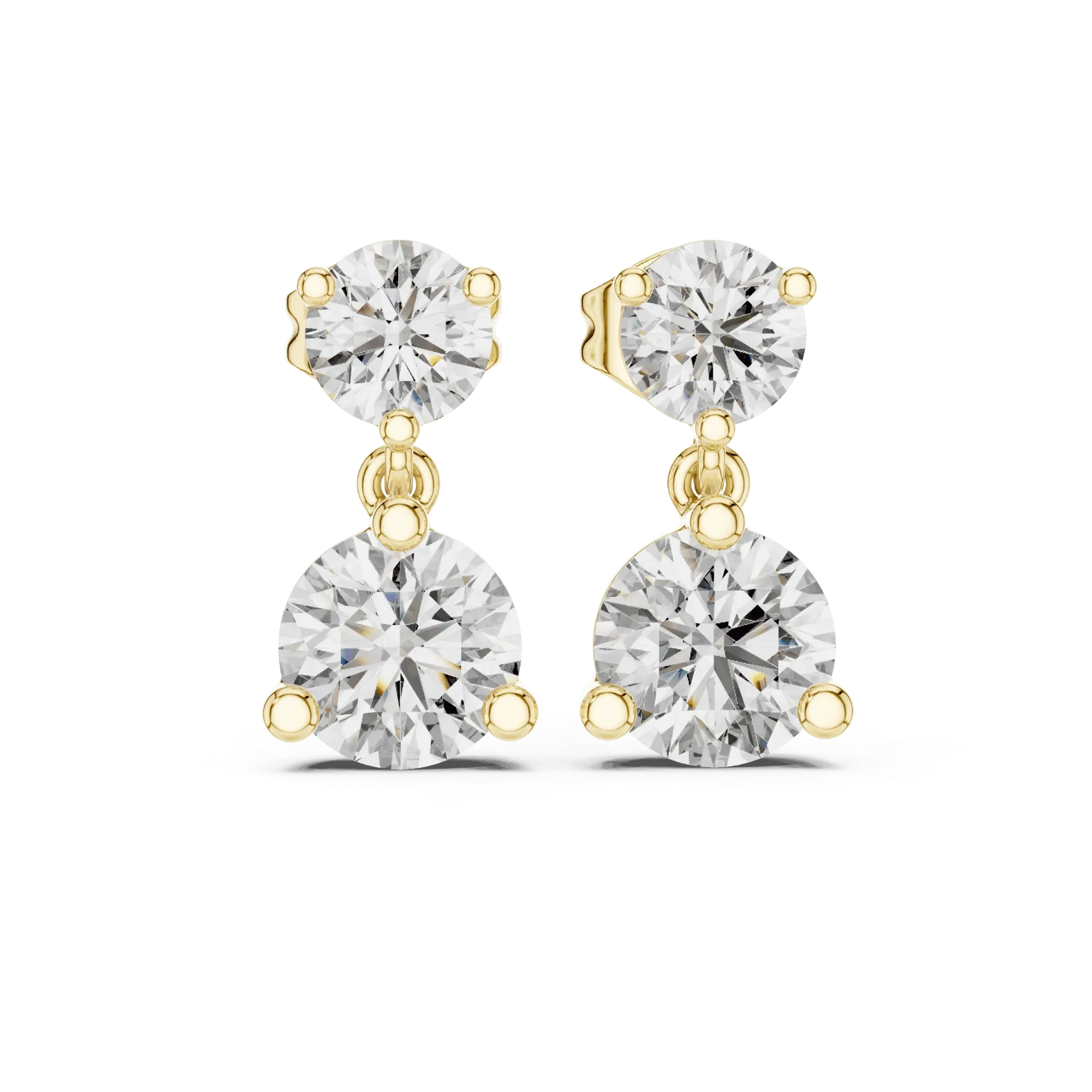 Dual-Drop Solitaire Earrings (Yellow)