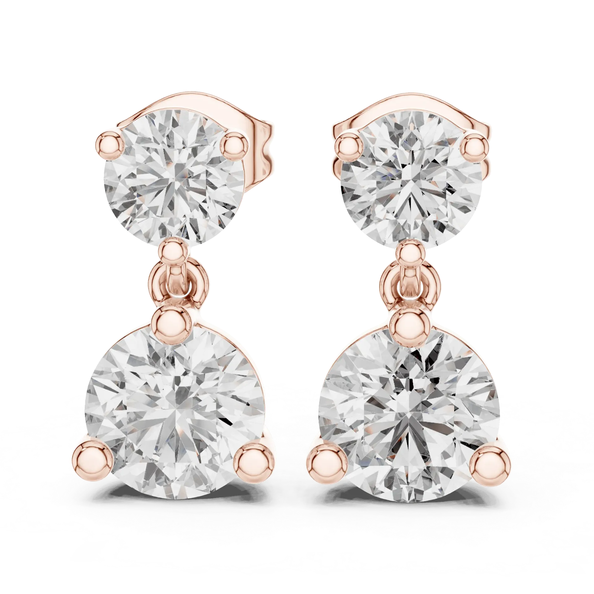 Dual-Drop Solitaire Earrings