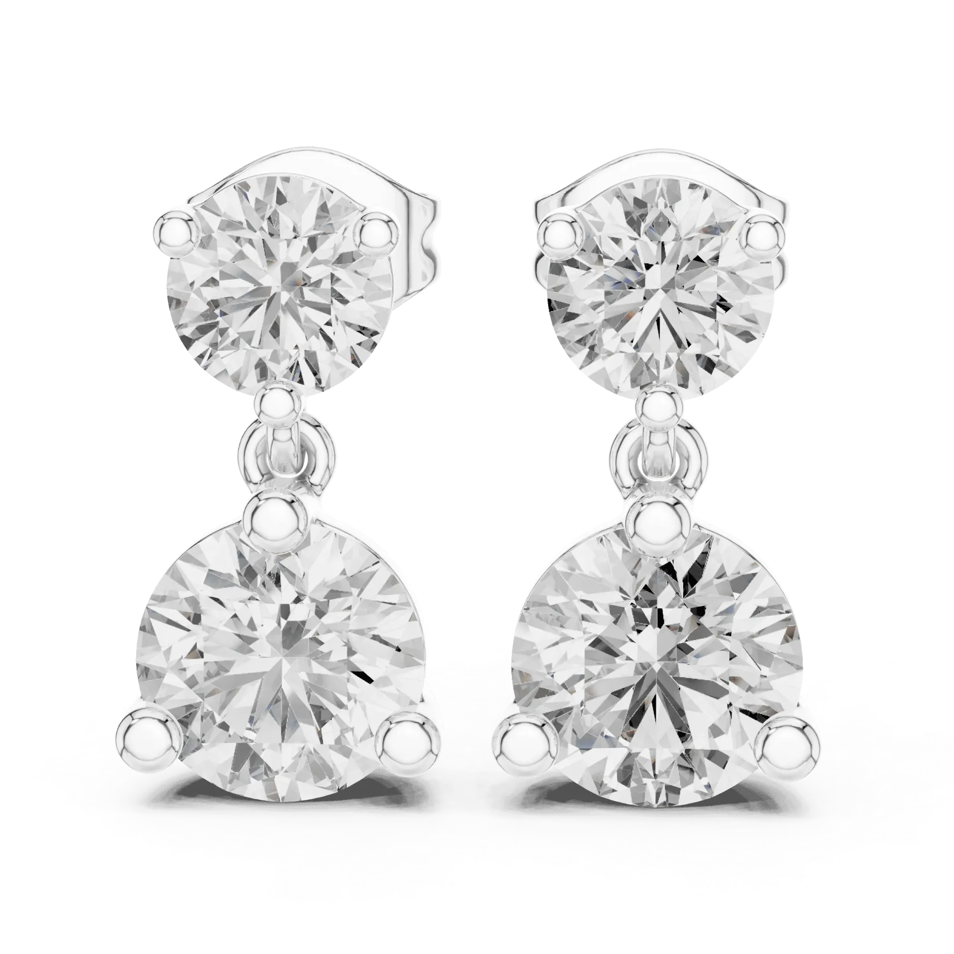 Dual-Drop Solitaire Earrings
