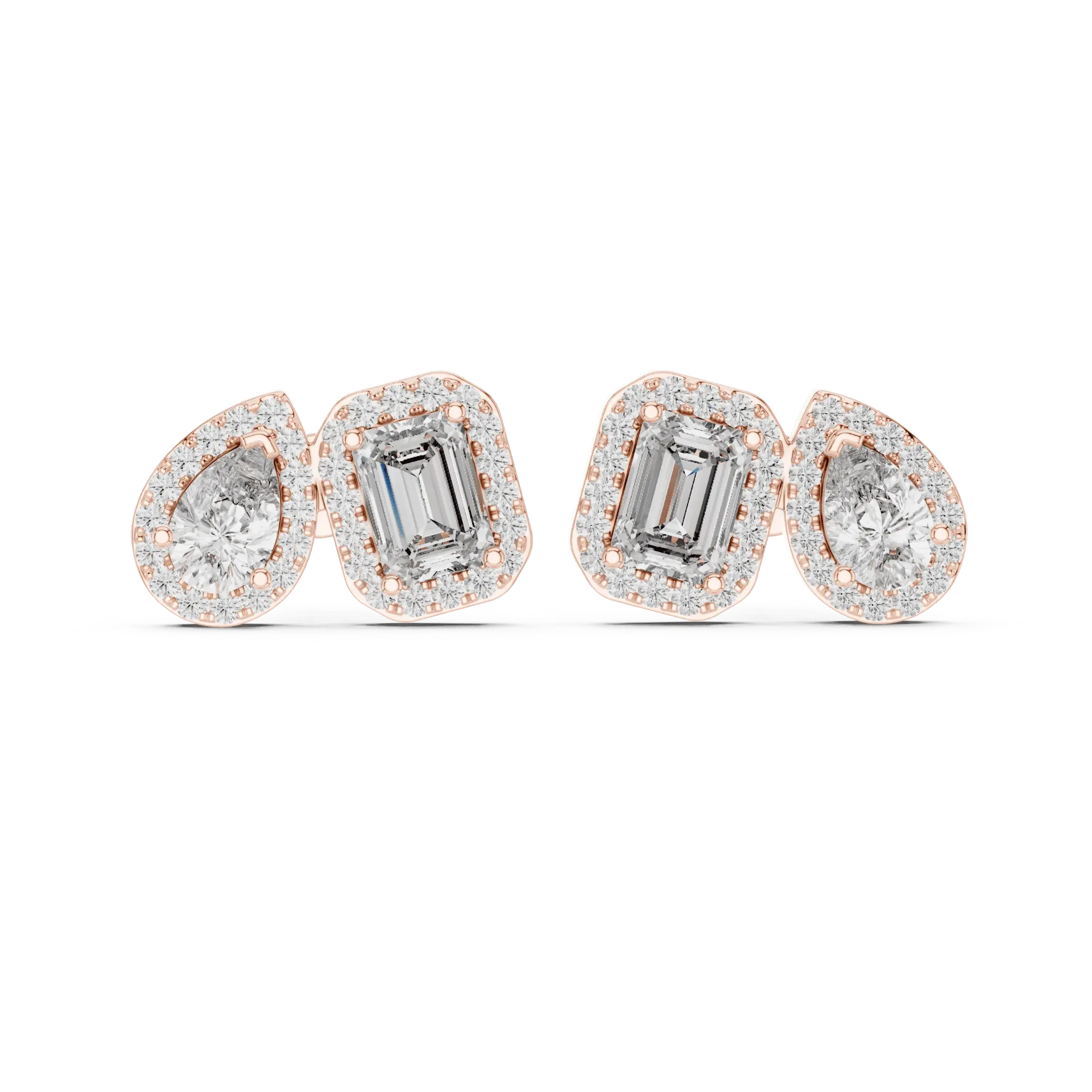 Dual-Silhouette Diamond Halo Studs