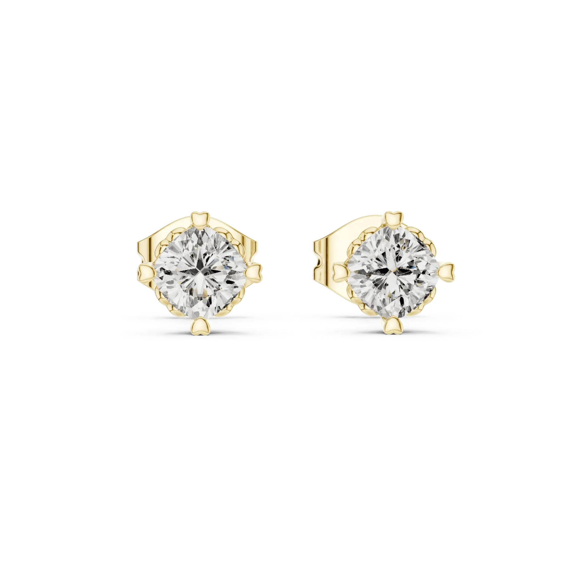 Filigree Solitaire Diamond Studs (Yellow)