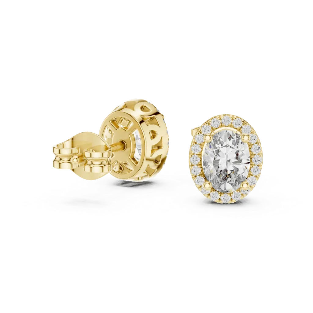 Regal Oval Halo Earrings (Yellow)