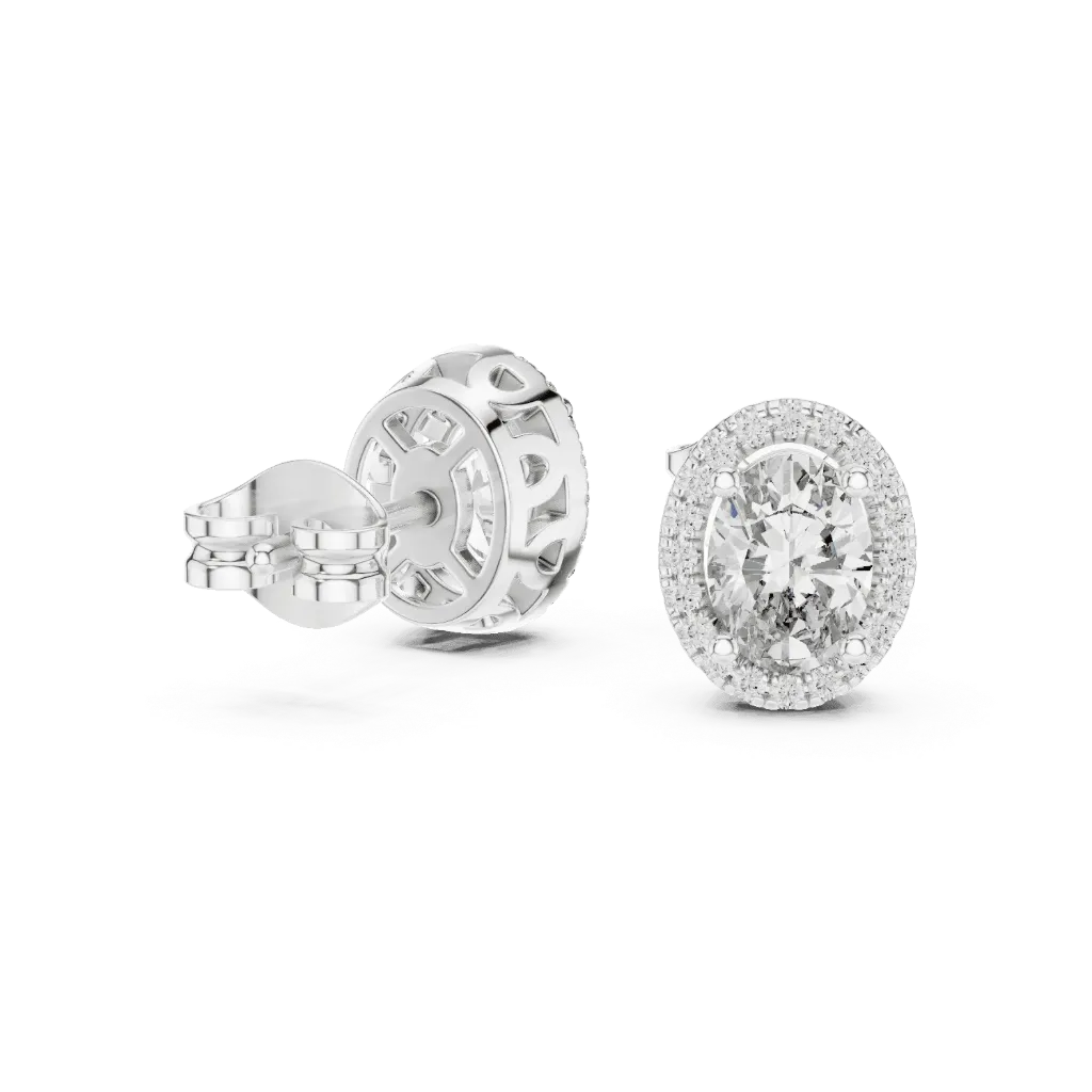Regal Oval Halo Earrings