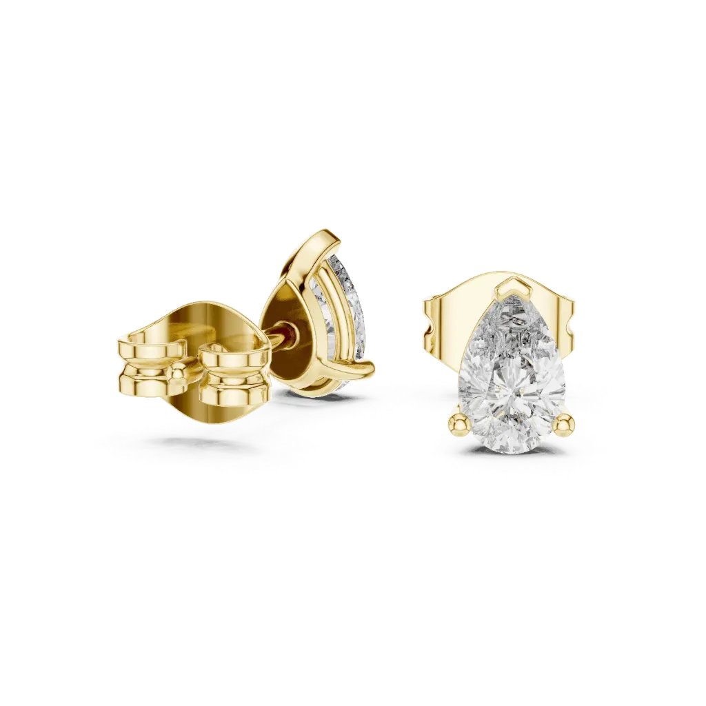 Sculptural Solitaire Diamond Earrings (​Yellow Vermeil)