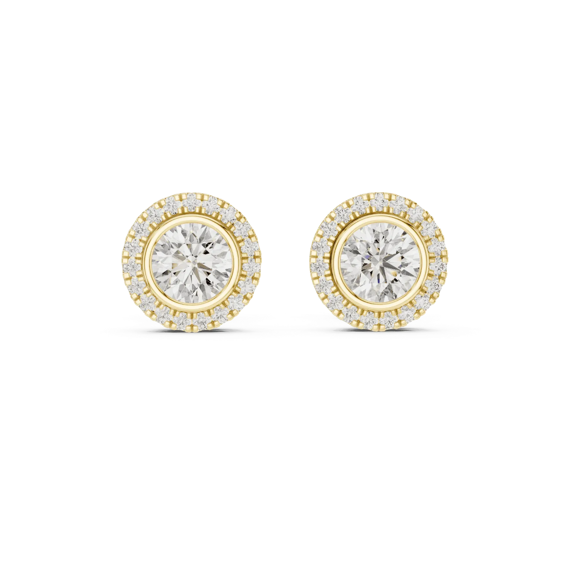 Bezel-Set Halo Diamond Earrings (​)