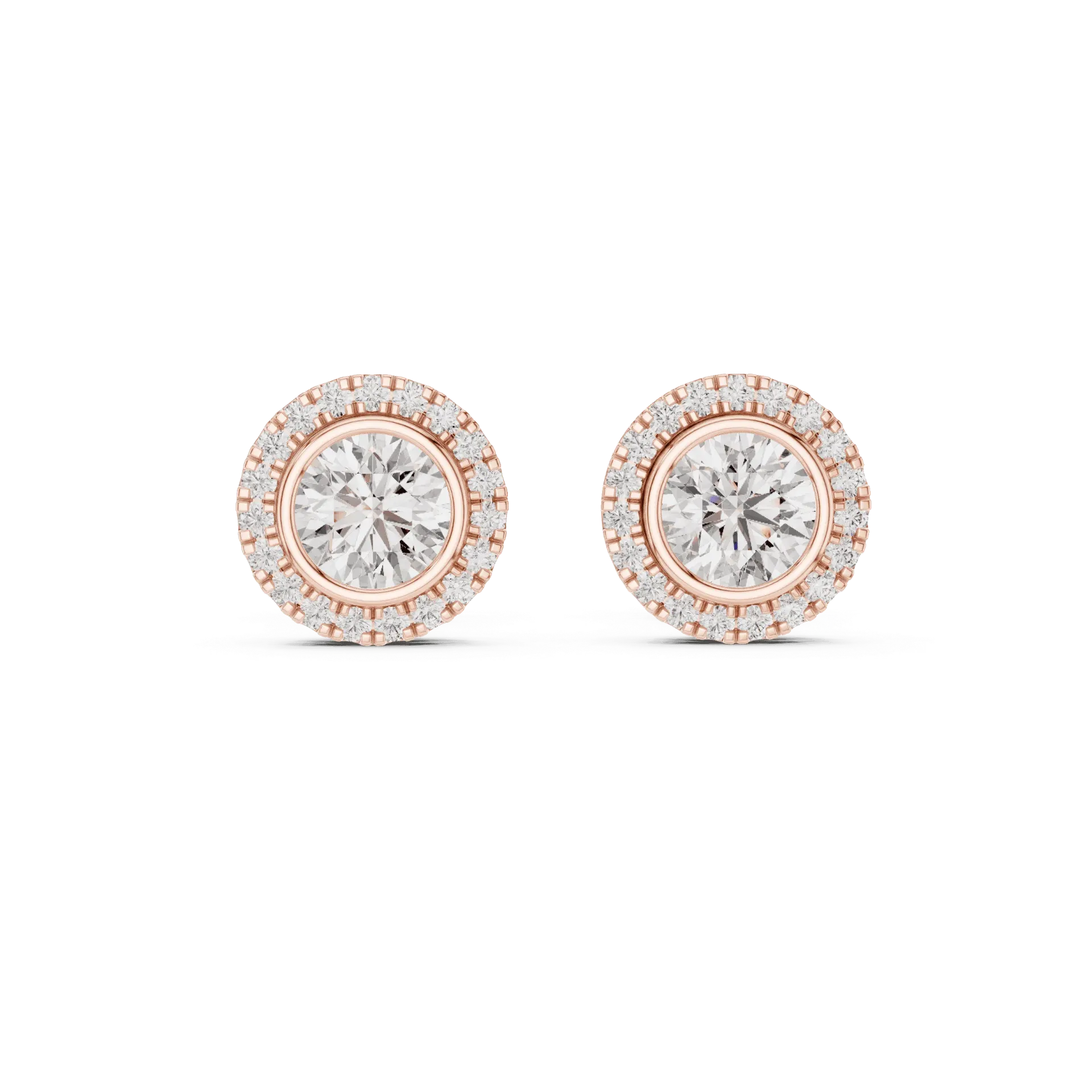 Bezel-Set Halo Diamond Studs BYE2085