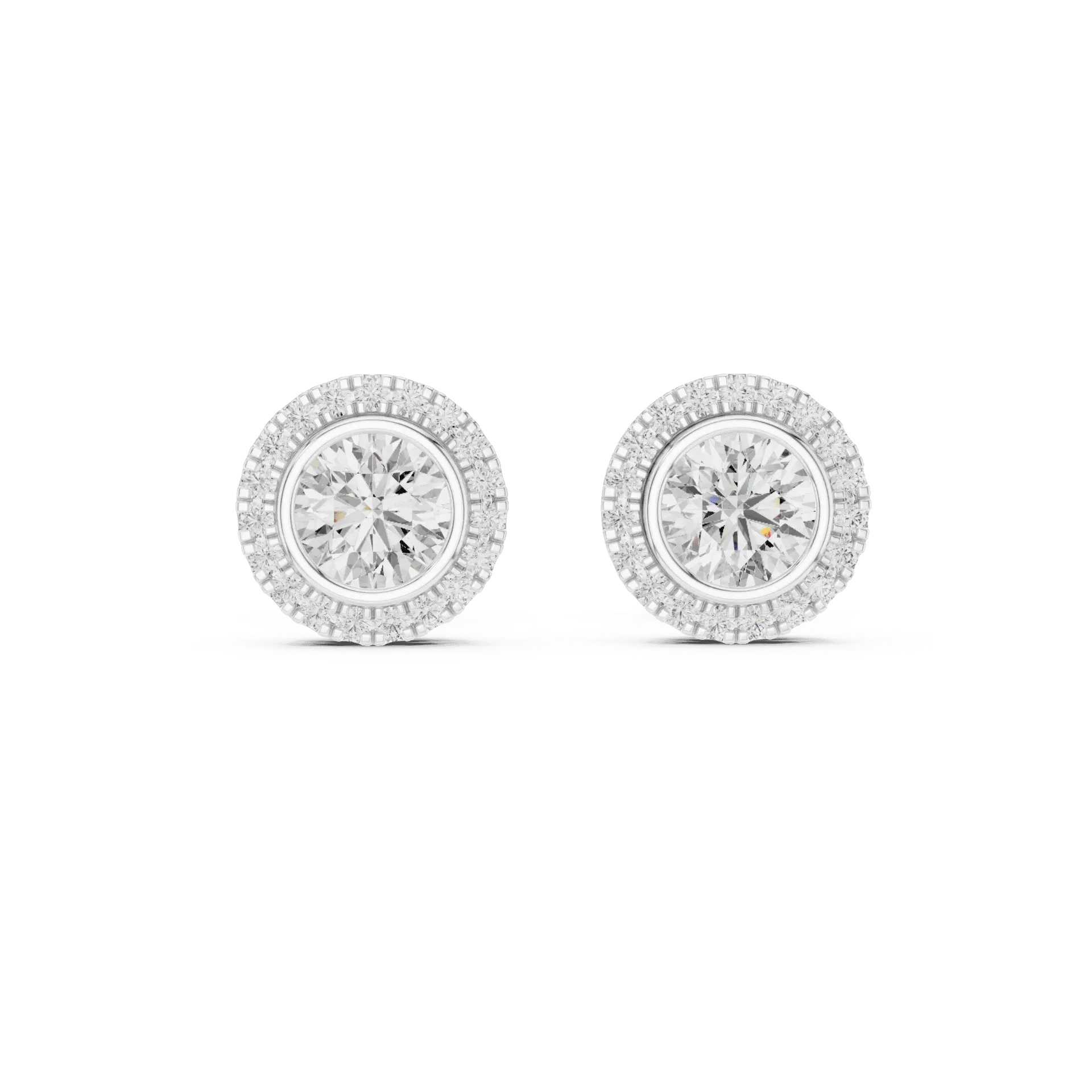 Bezel-Set Halo Diamond Earrings