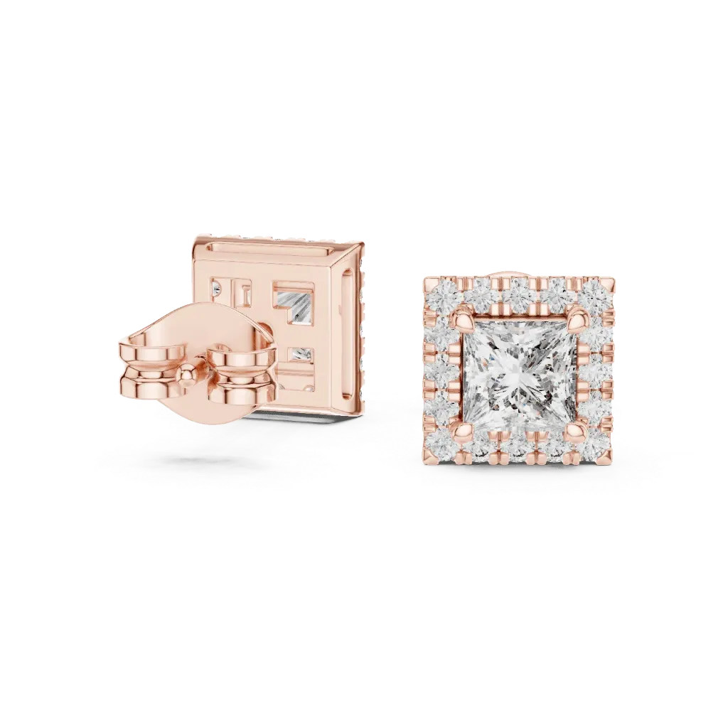 Princess-Cut Halo Earrings