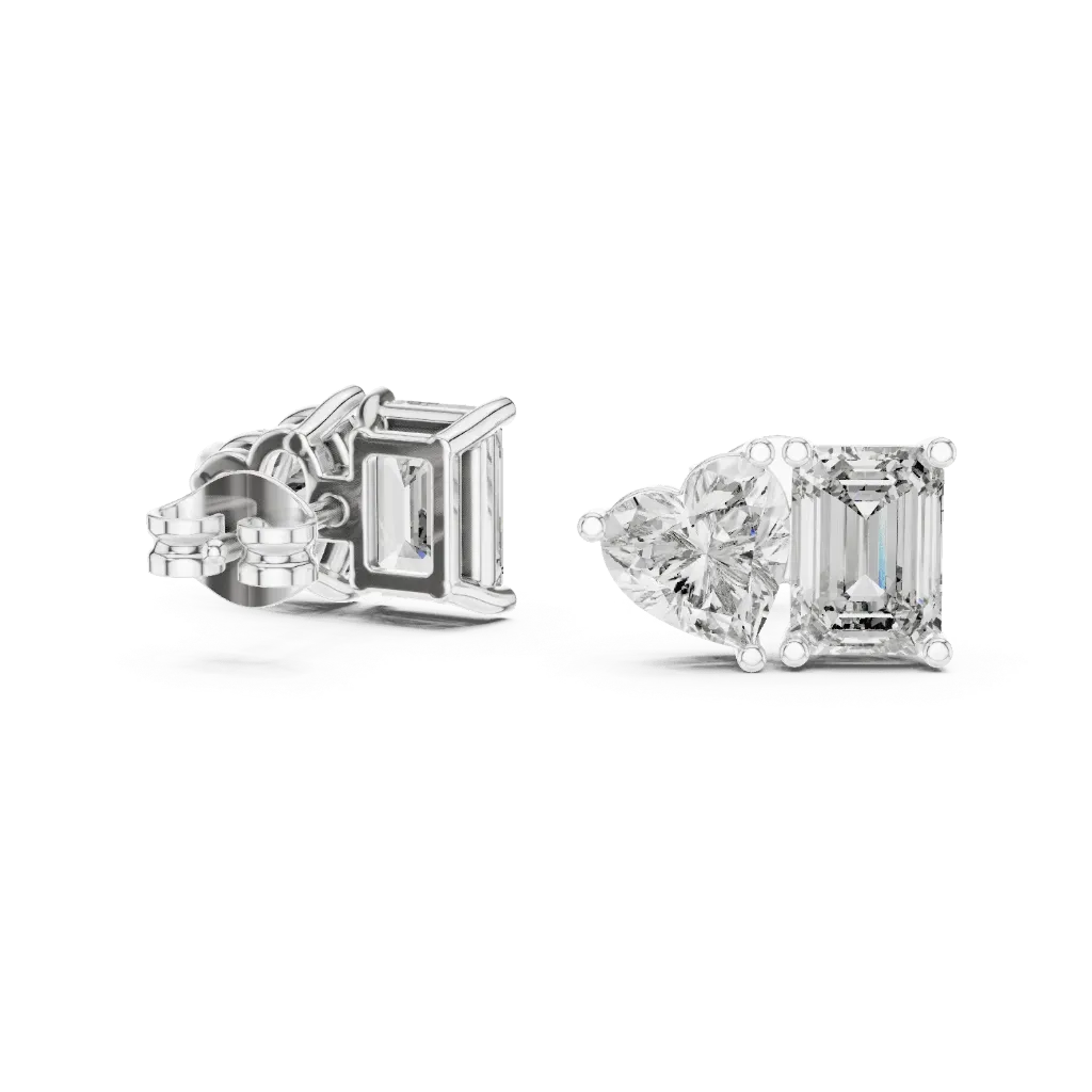 Emerald & Heart Duo Studs BYE2088