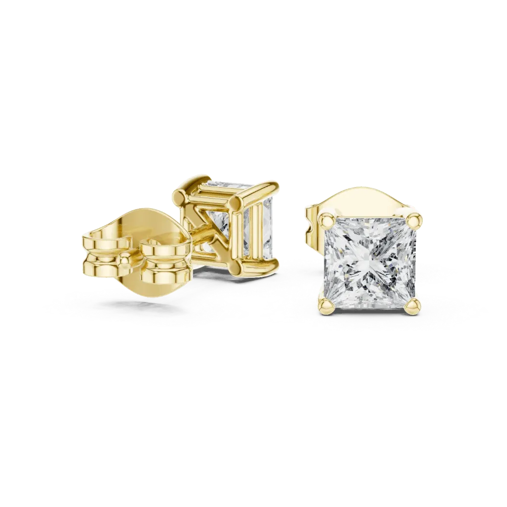 Princess-Cut Solitaire Earrings (Yellow)