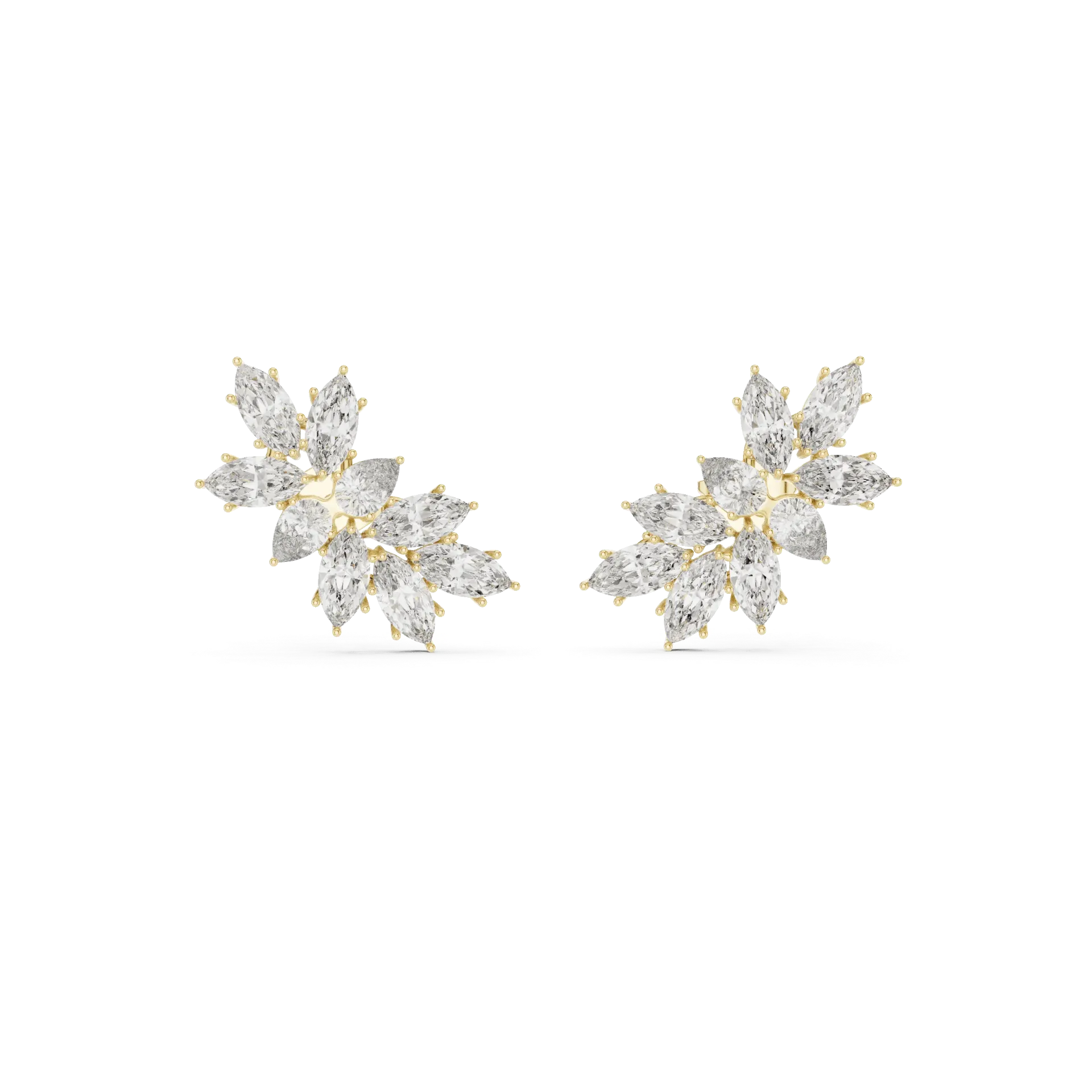 Marquise Lotus Cluster Earrings (Yellow)