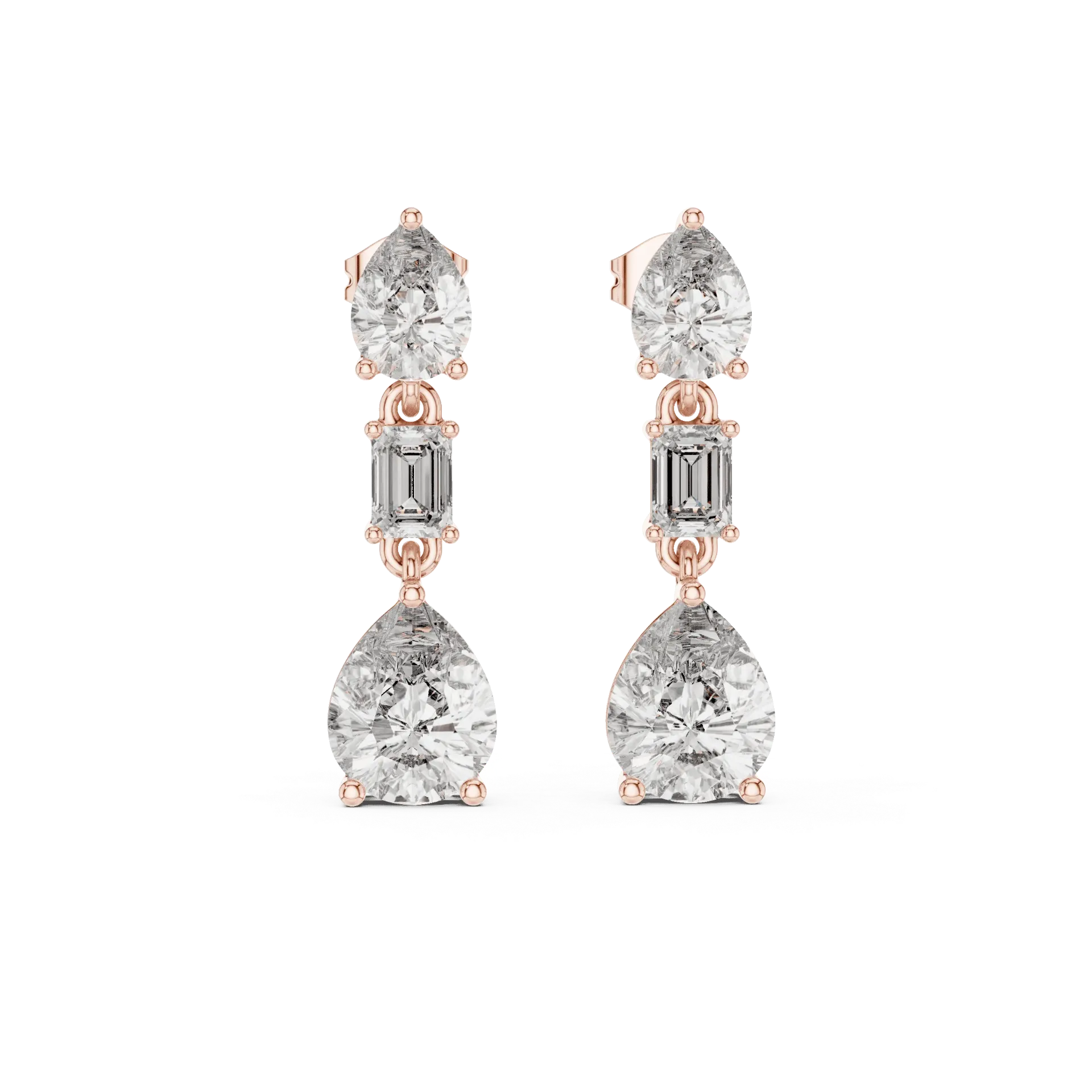 Triple-Cut Geometric Drop Earrings