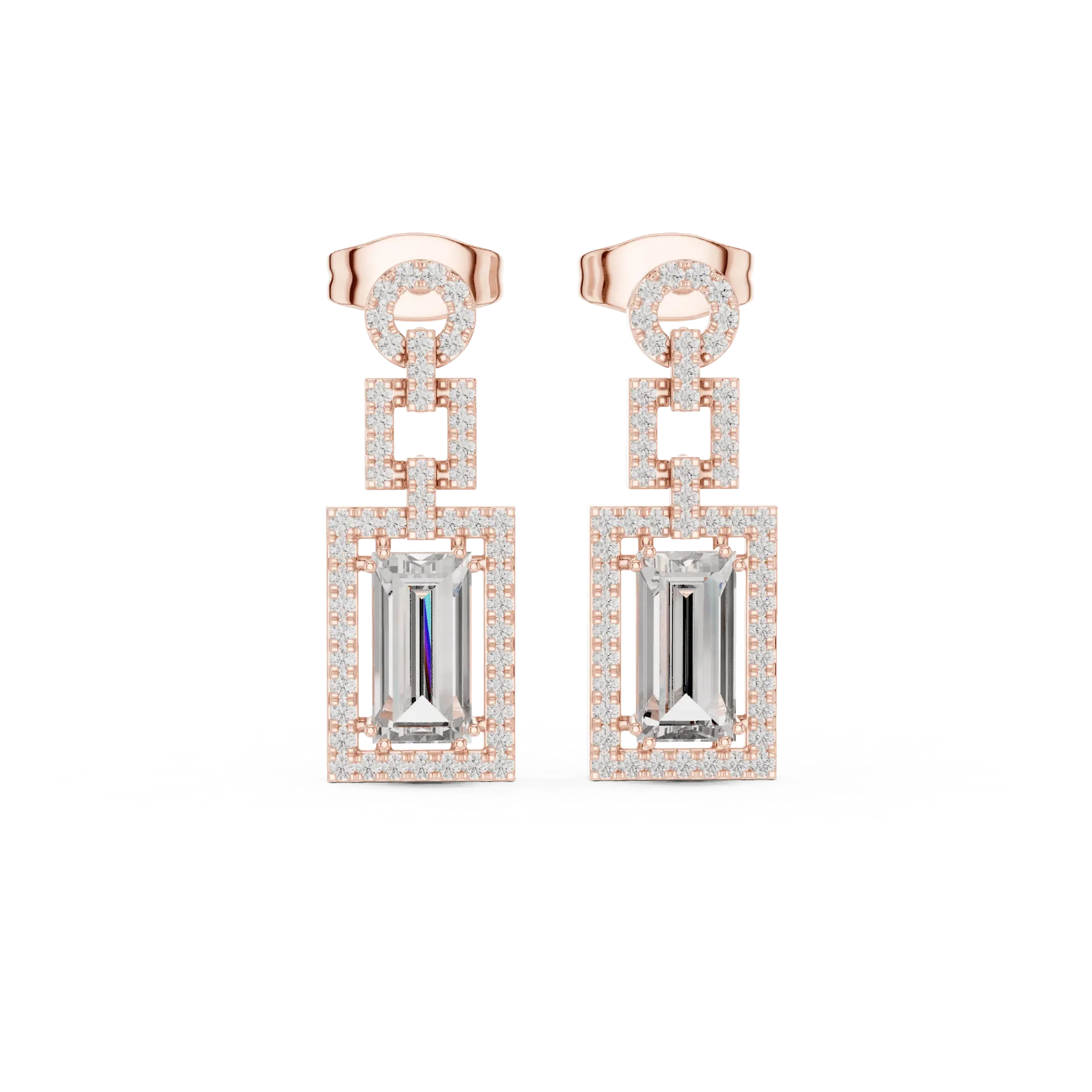 Emerald-Cut Deco Drop Earrings BYE2042