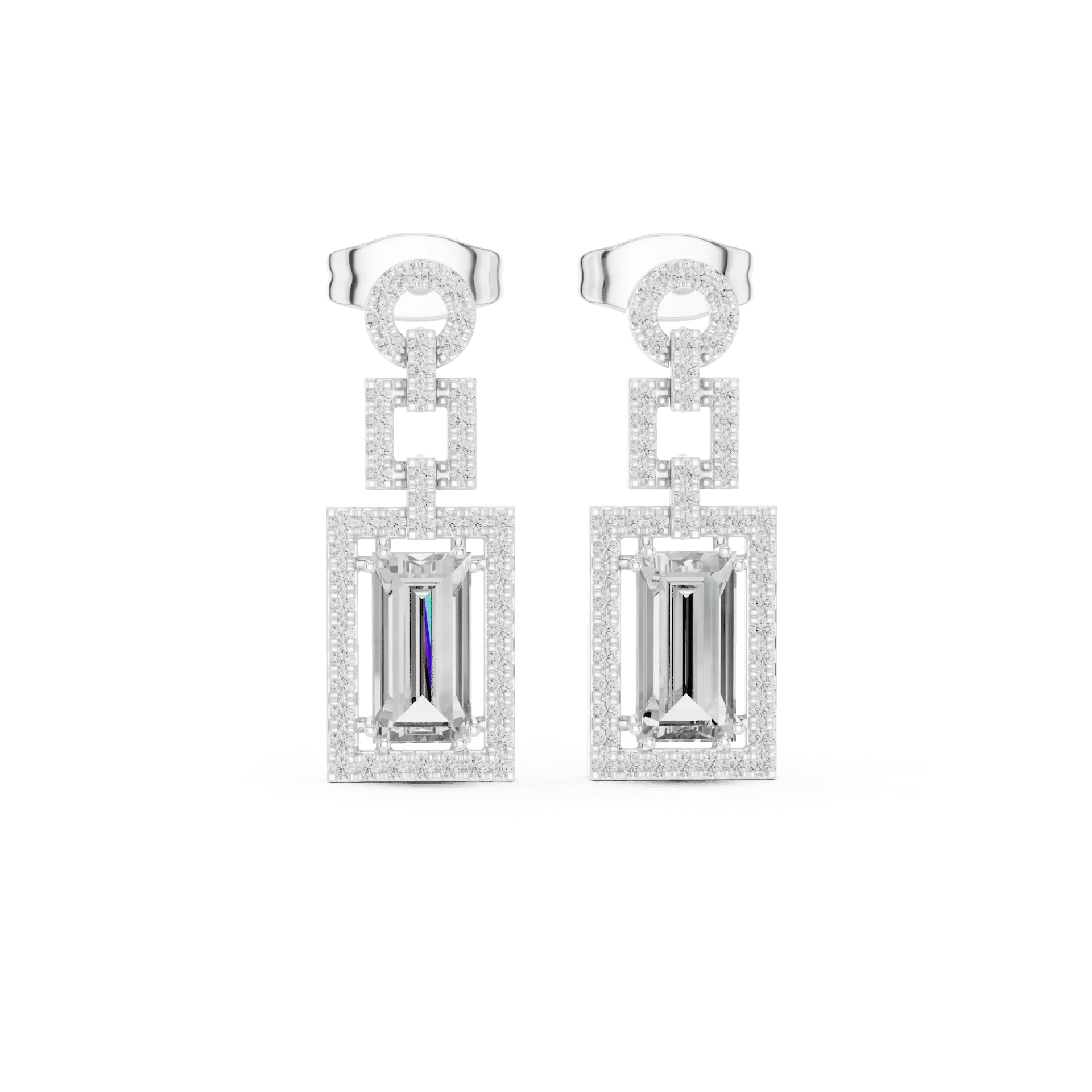 Architectural Emerald-Cut Deco Drop Earrings BYE2042