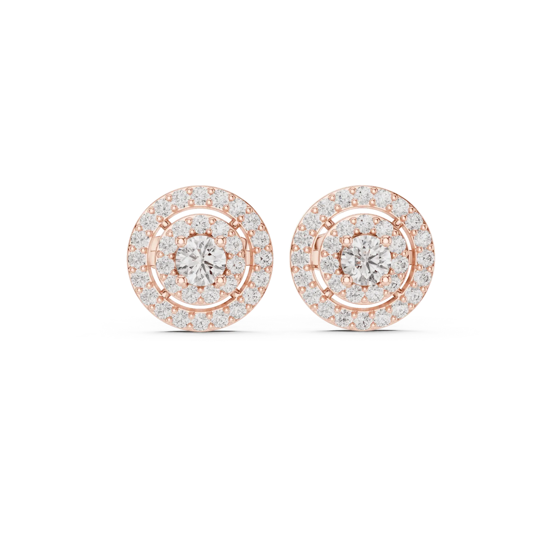 Floating Double Halo Diamond Earrings