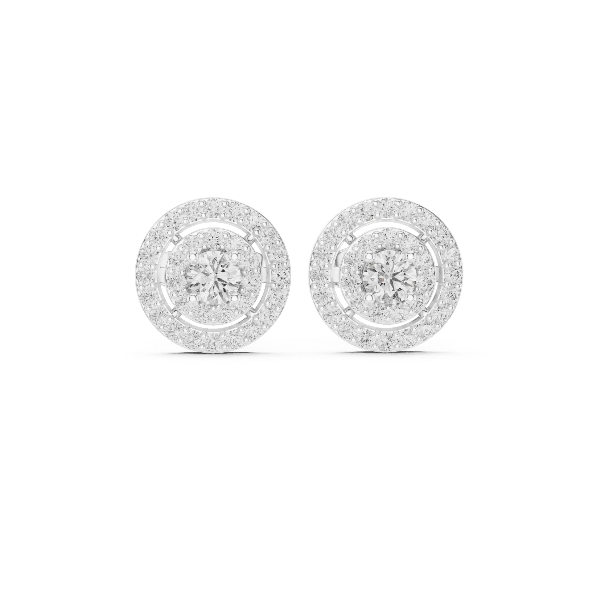 Floating Double Halo Diamond Earrings