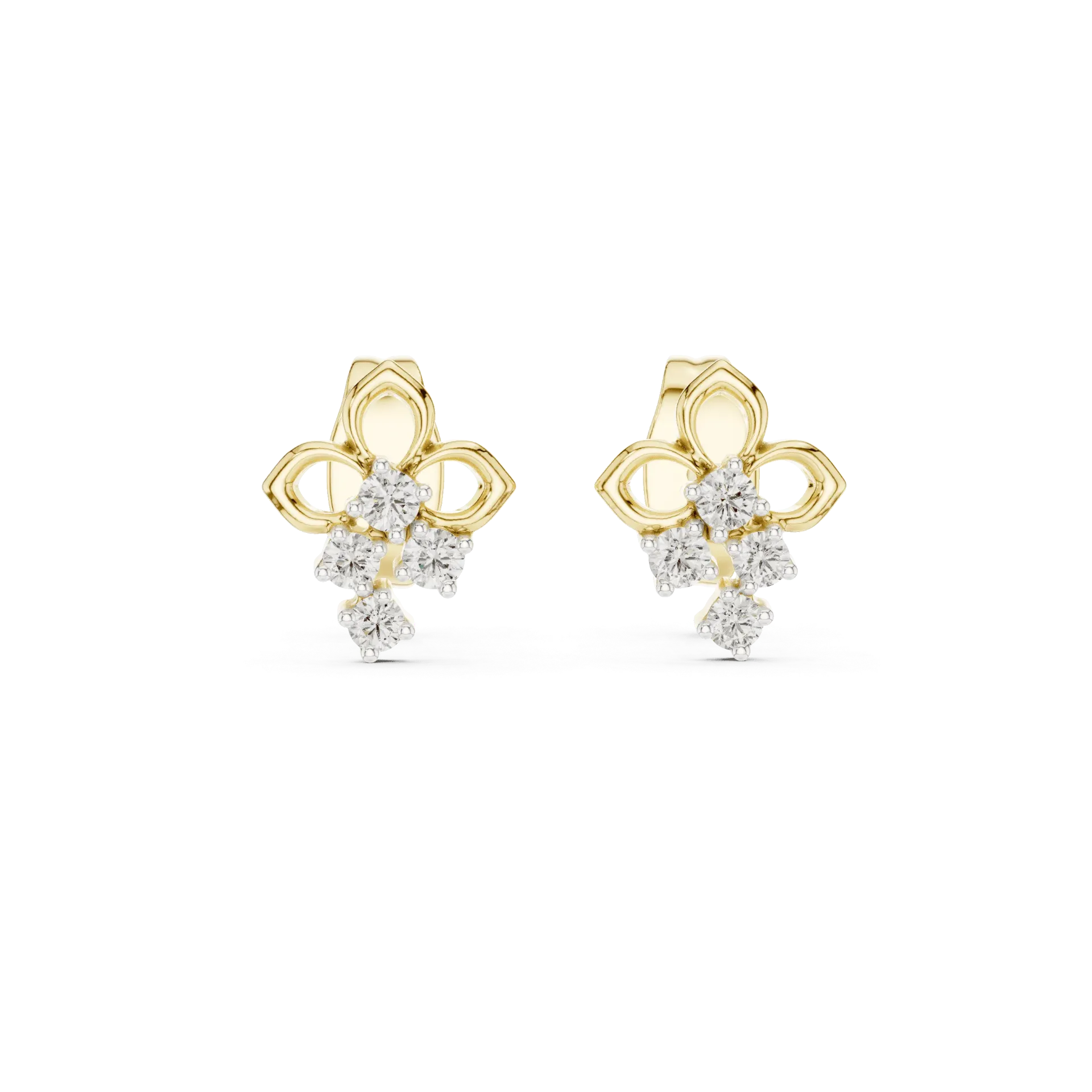 Regal Fleur-de-Lis Diamond Earrings (Yellow)