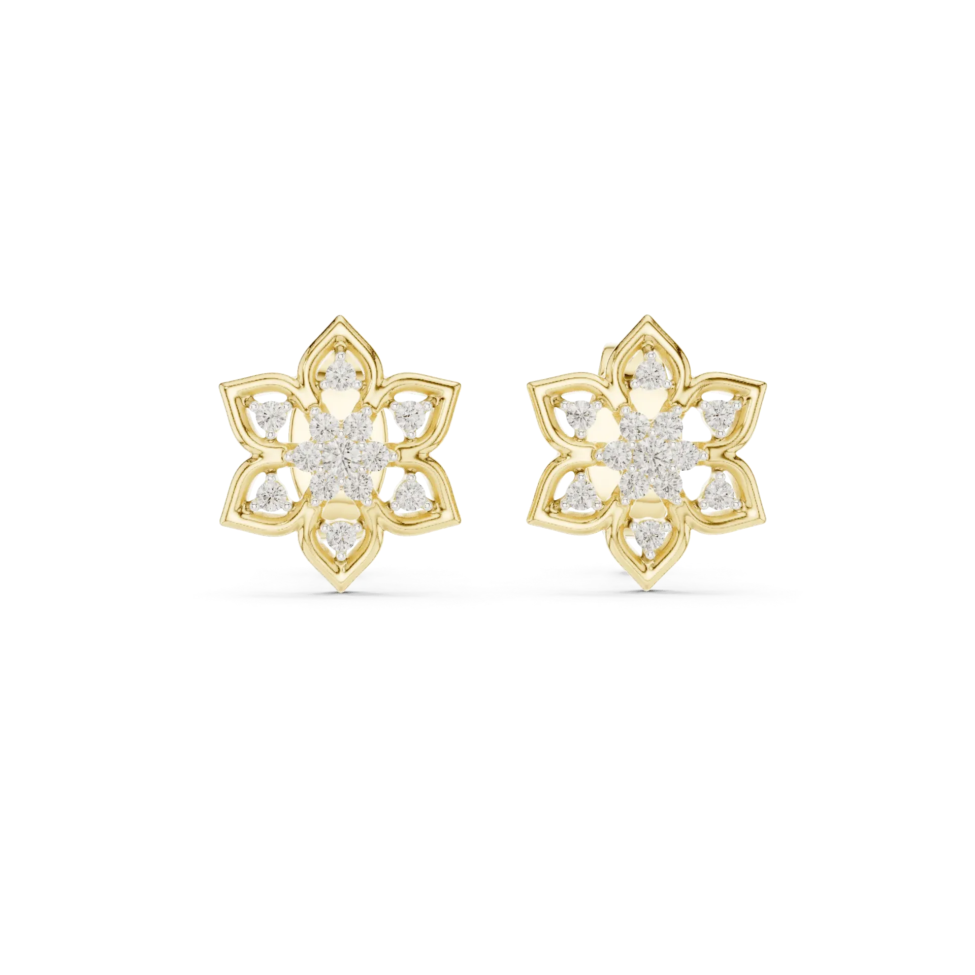 Pointed Lotus Diamond Earrings (Yellow)