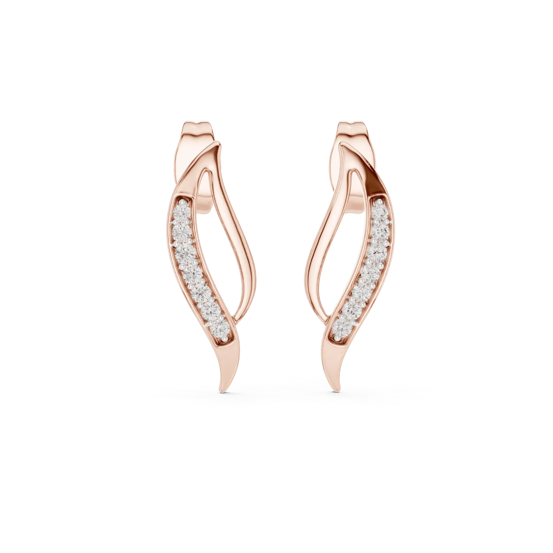 Sweeping Wave Diamond Studs BYE2060