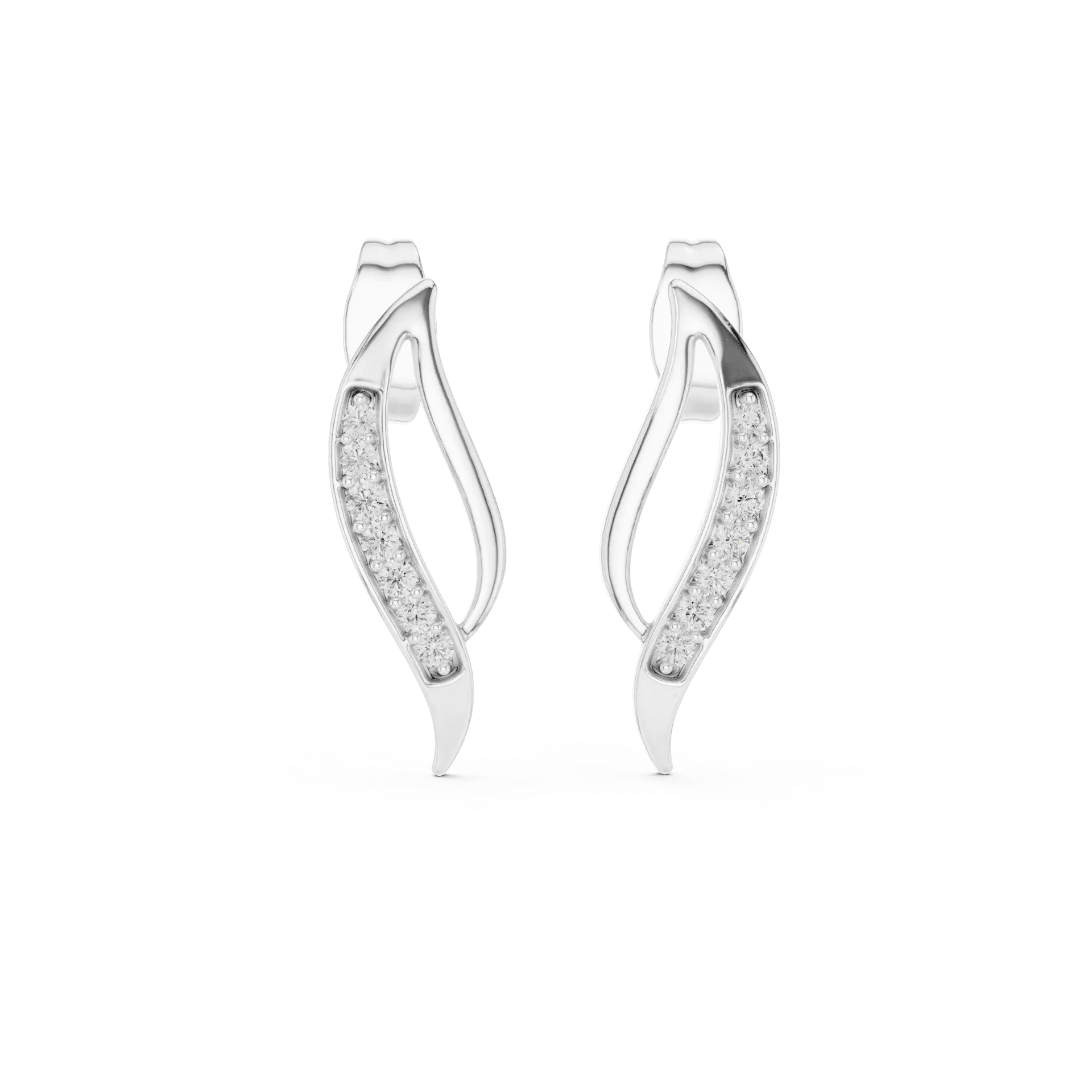 Sweeping Wave Diamond Studs BYE2060