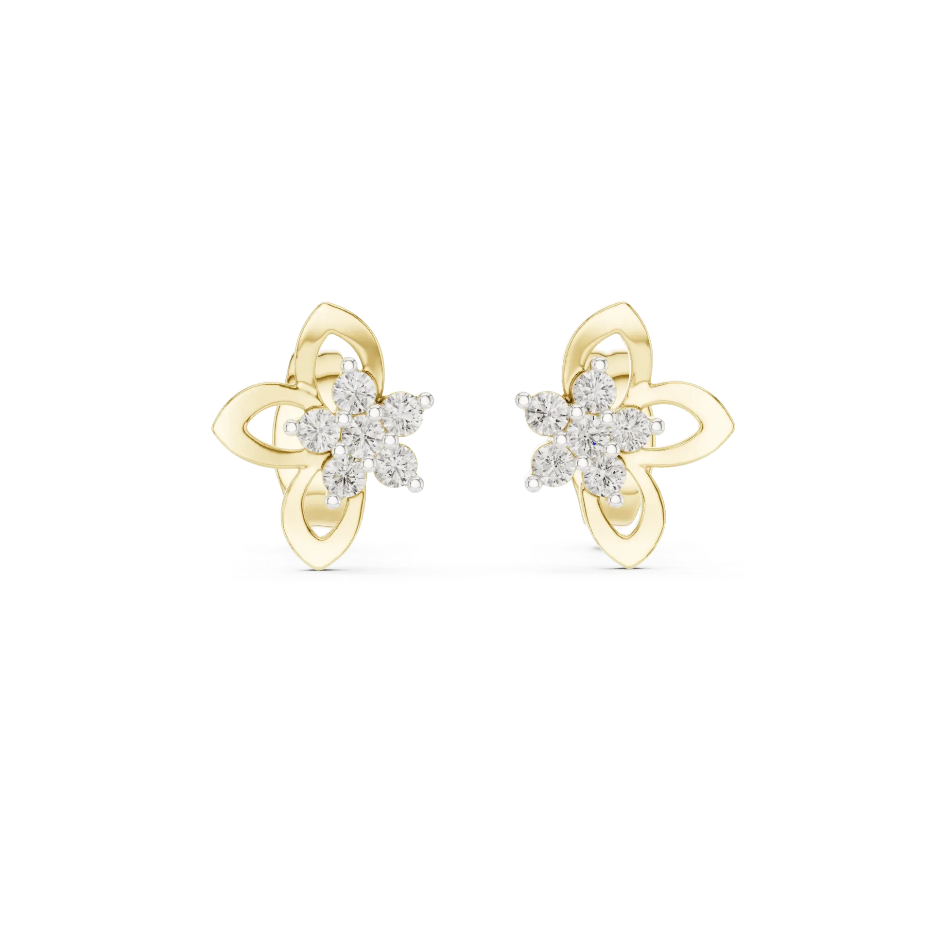 Asymmetrical Butterfly Wing Studs (Yellow)