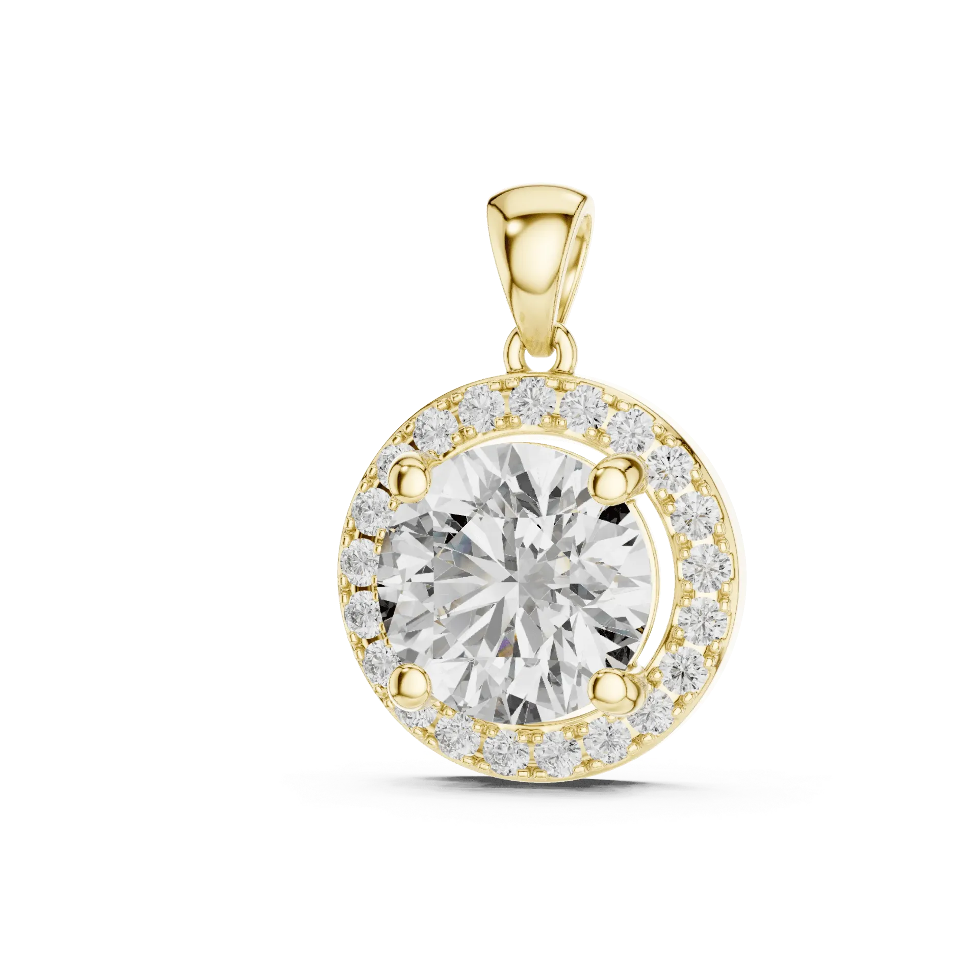 Crescent Halo Solitaire Pendant Chain (​Yellow Vermeil)