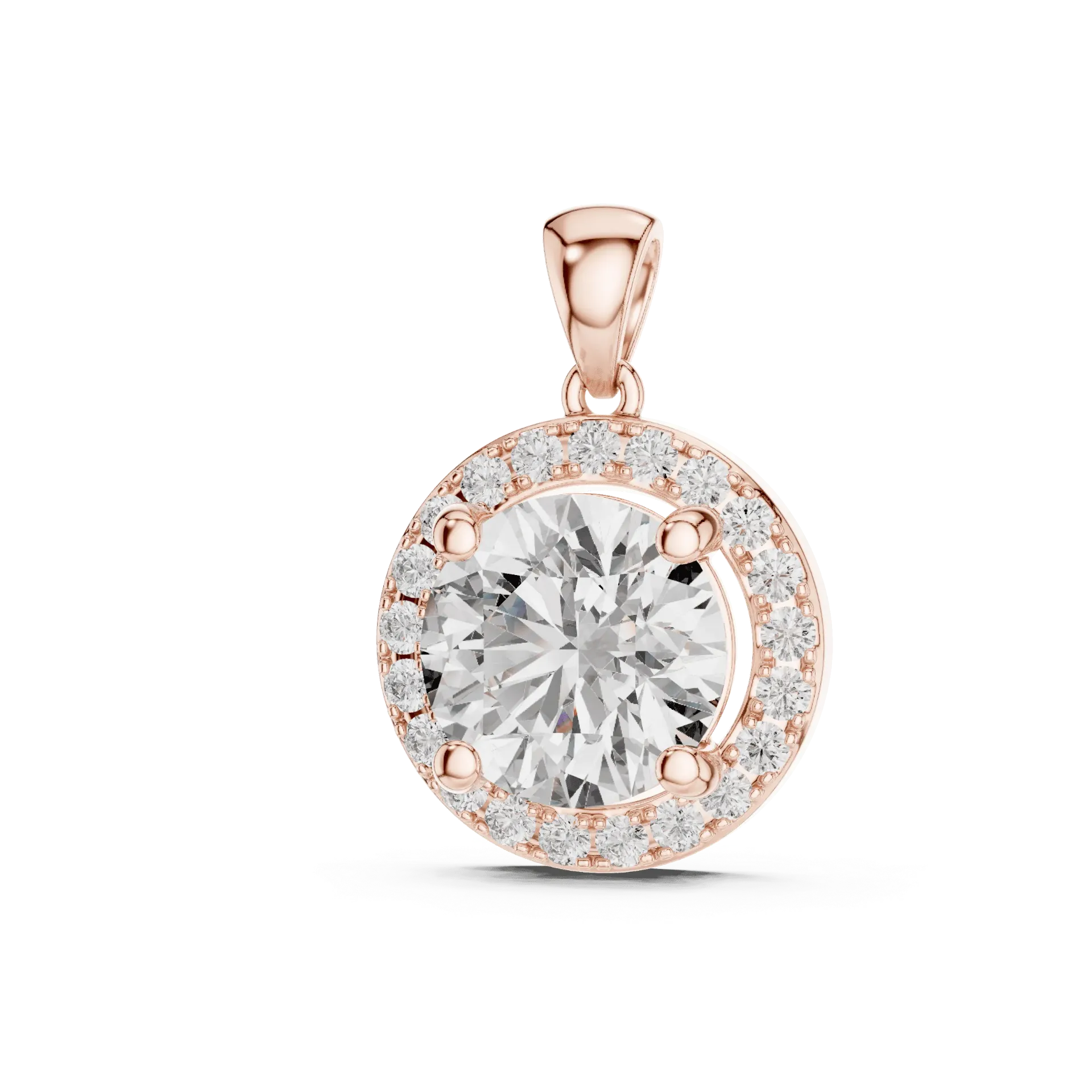 Crescent Halo Solitaire Pendant Chain